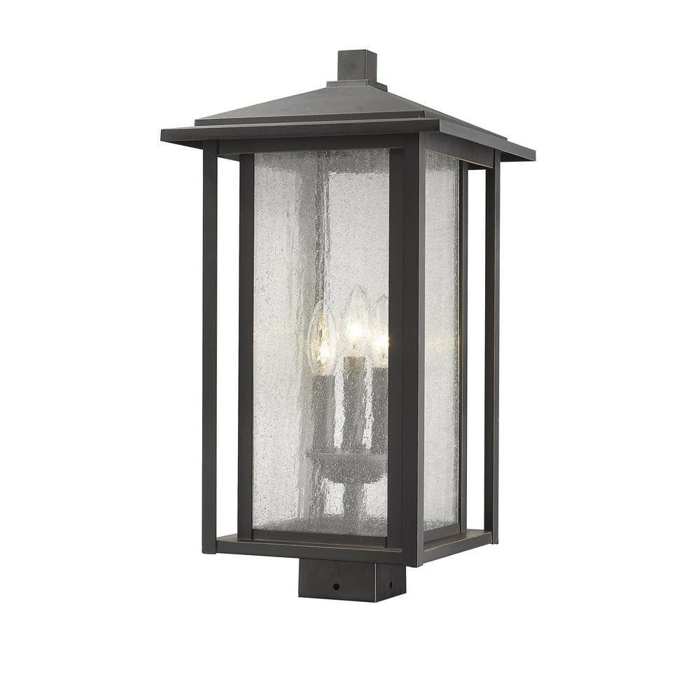 Z-Lite 554PHXLS-ORB 3-Light Outdoor Post Mount Fixture in Oil Rubbed Bronze - Perfect for Porch, Patio, Garden & Driveway Lighting