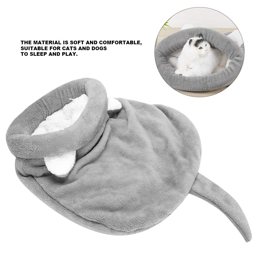 Jeanoko Plush Pet Bed - Self-Warming Cave for Dogs & Cats - Cozy Sleeping Bag for Home & Travel (Gray M)