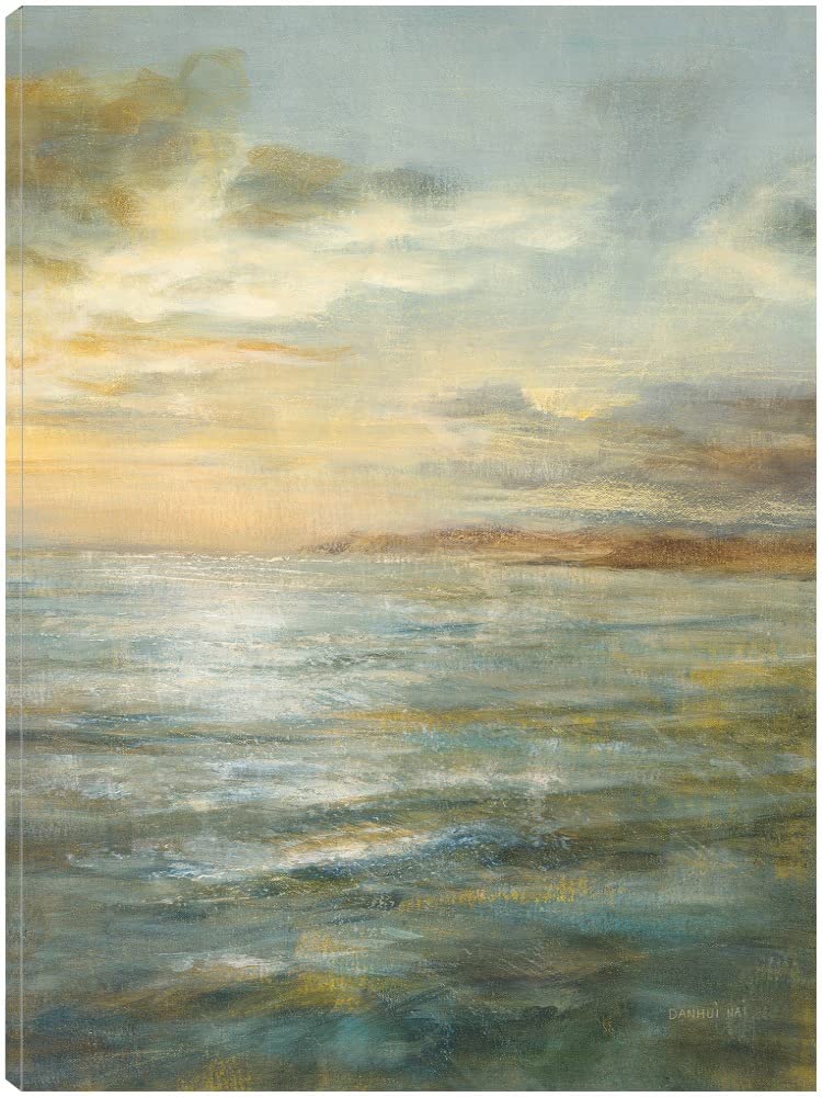 Serene Sea III by Danhui Nai - Stretched Canvas Wall Art Print for Home & Office Decor (24x32 Inches) - Ready to Hang Ocean Painting for Living Room, Bedroom, Bathroom, Kitchen, Dining Area & Bar
