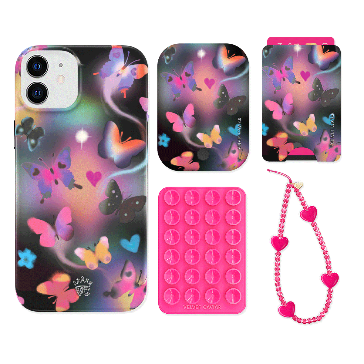 Aurora Butterfly iPhone Case with Wallet - Stylish & Functional Phone Accessory for Women - Perfect for Everyday Use, Travel, and Shopping