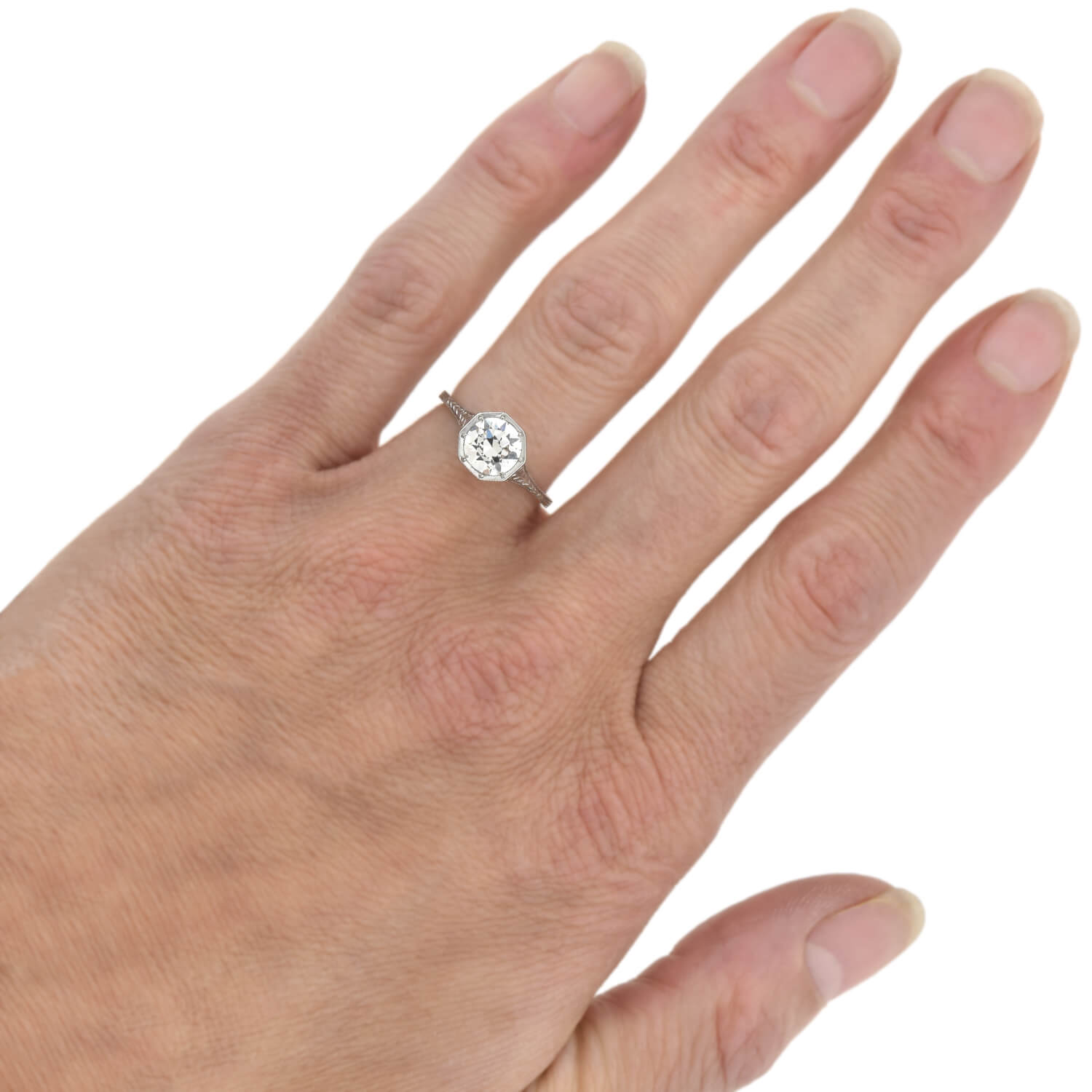 Art Deco Platinum Diamond Engagement Ring 1.35ct - Vintage Style Wedding Band for Women, Perfect for Proposals, Anniversaries & Special Occasions
