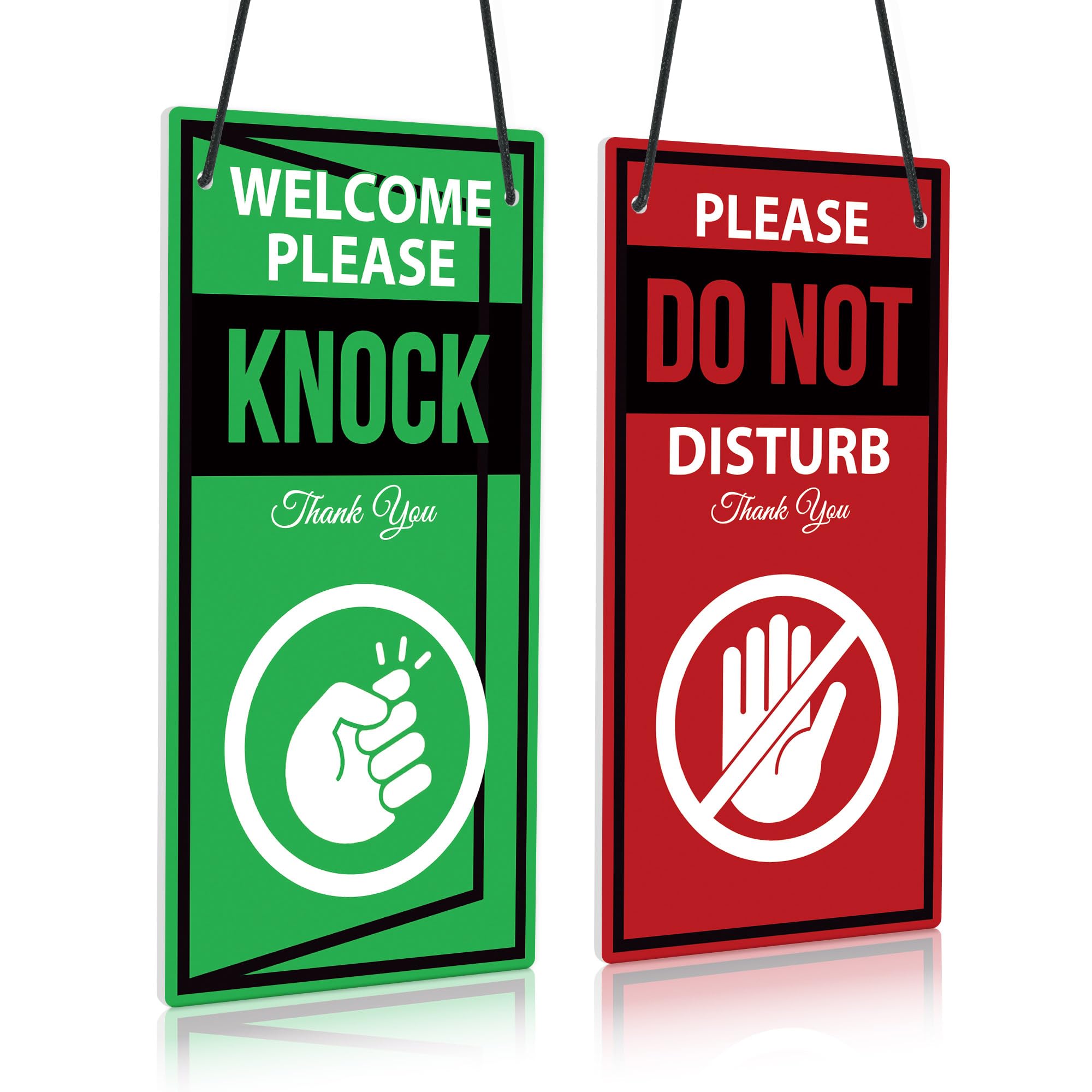 Double Sided Reversible Do Not Disturb Sign for Office Door - 10x5 Inches PVC Door Hanger for Therapists, Clinics & Treatment Rooms - Welcome Please Knock Sign for Privacy & Professional Spaces