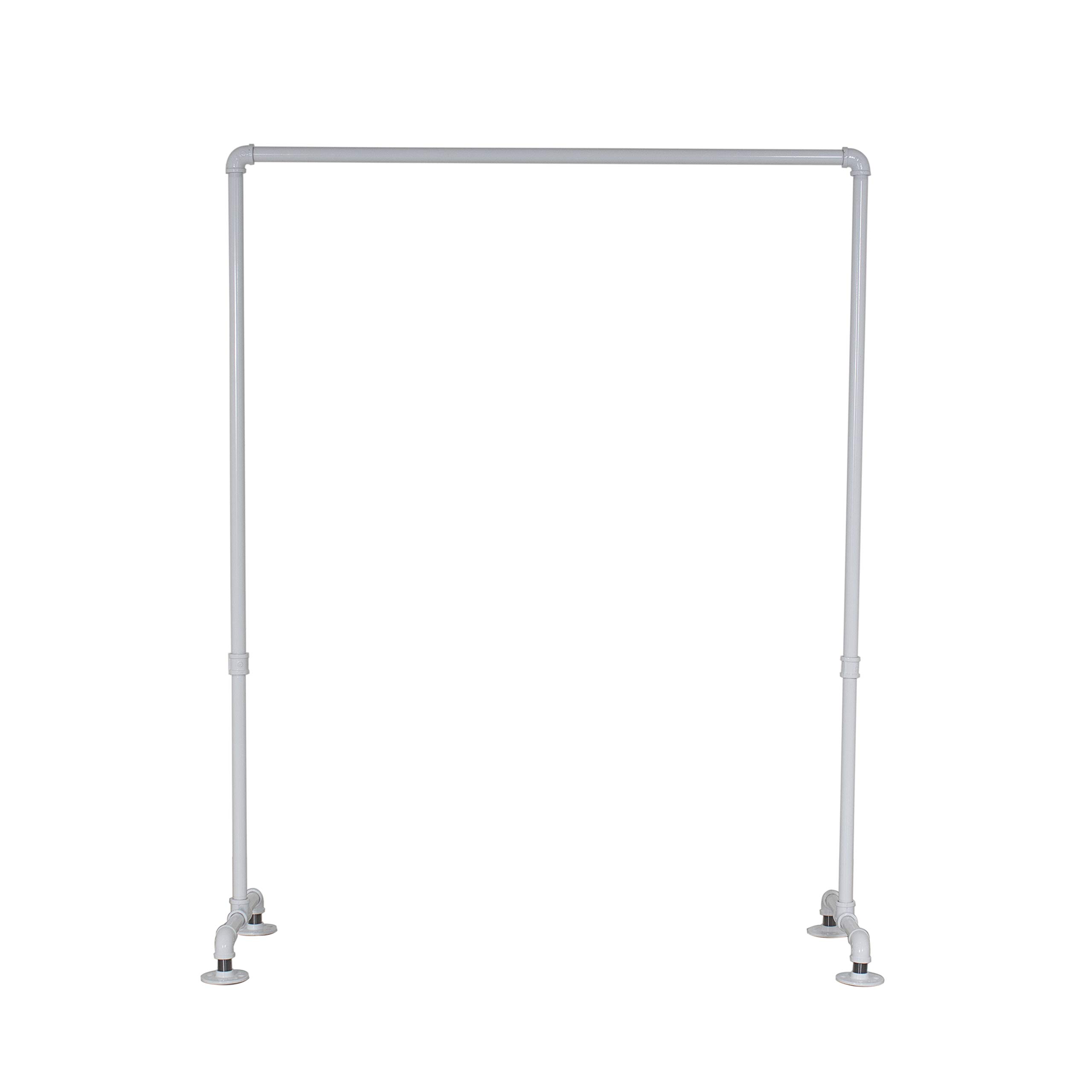 William Roberts Vintage Industrial Heavy Duty Hanging Rod Garment Rolling Closet Organizer Rack - 48 Inch with Flange Feet for Bedroom, Closet & Laundry Room Organization