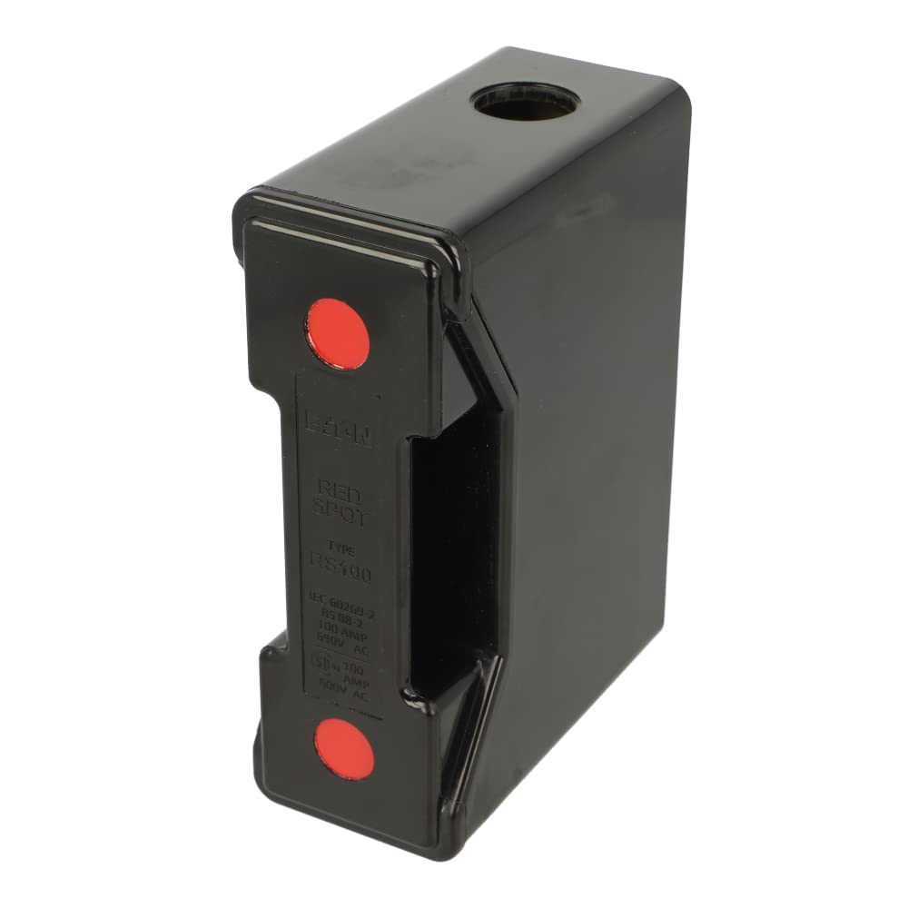 Bussmann (GE) RS100HFTG 100A Front Connected Fuse Holder - Red Spot, Black - Perfect for Electrical Panels, Industrial Equipment & Power Distribution Systems