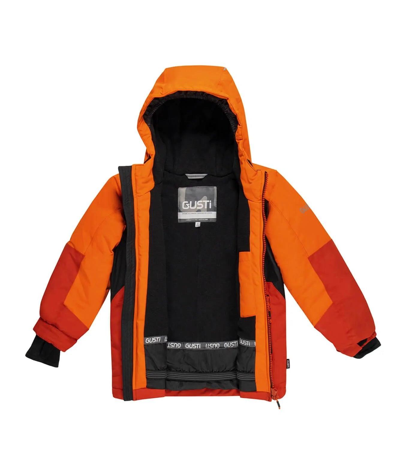 Gusti Isaac Snow Suit for Kids - Waterproof Winter Jacket & Pants Set, Warm Orange Snowsuit for Boys & Girls - Perfect for Skiing, Snowboarding & Outdoor Winter Play