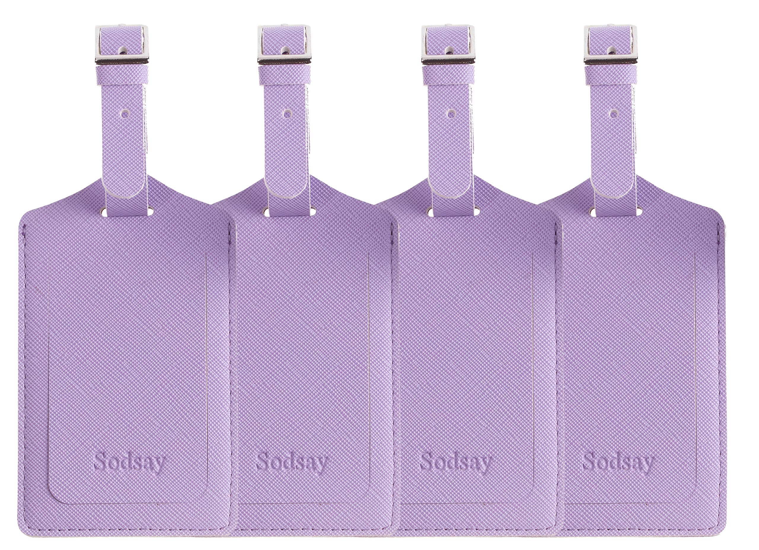Premium Genuine Leather Luggage Tags - 4-Piece Set for Travel Bags & Suitcases - Personalized Name ID Tags for Airports & Vacations