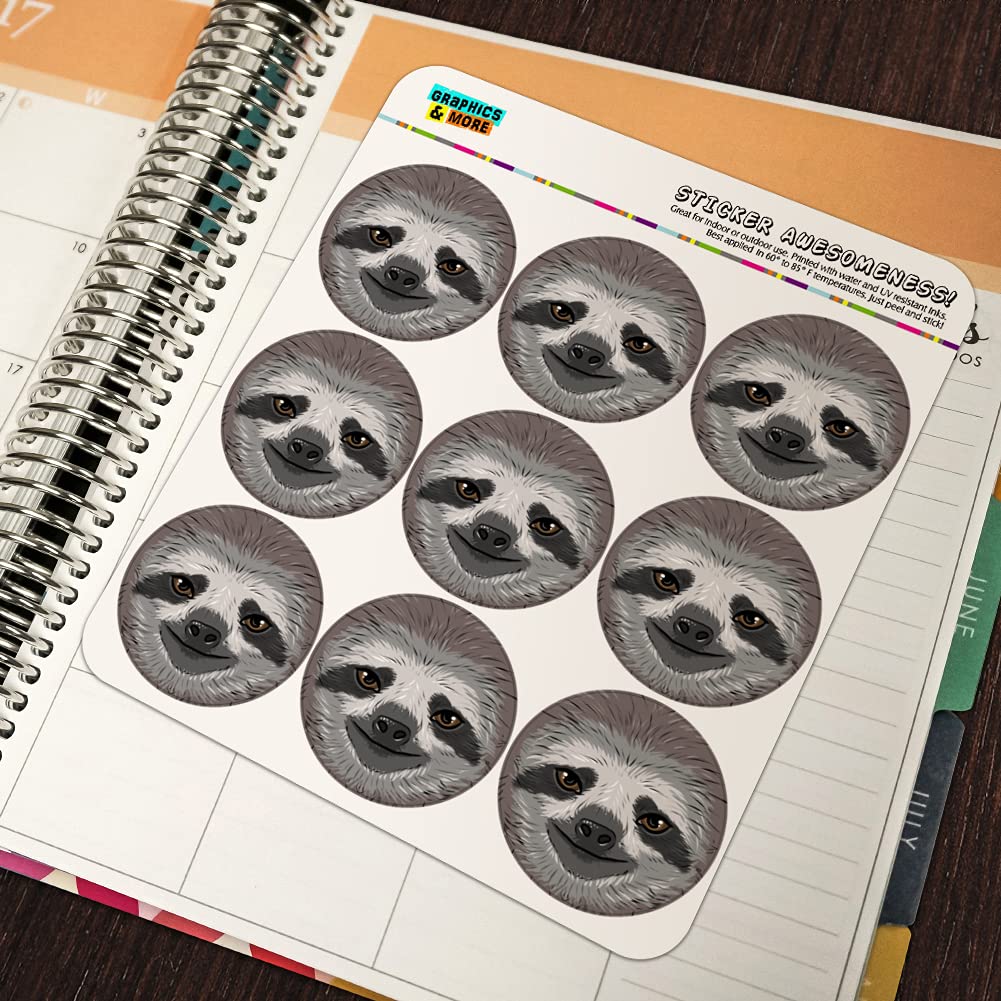 Adorable Sloth Face Planner Stickers - Cute Calendar & Scrapbooking Decals for Bullet Journals, DIY Crafts, and School Supplies (50-Pack) | Perfect for Scrapbooking, Planner Decorations, and Gift Wrapping