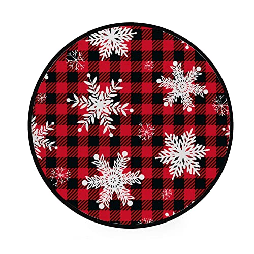 Retro Snowflakes on Buffalo Plaid