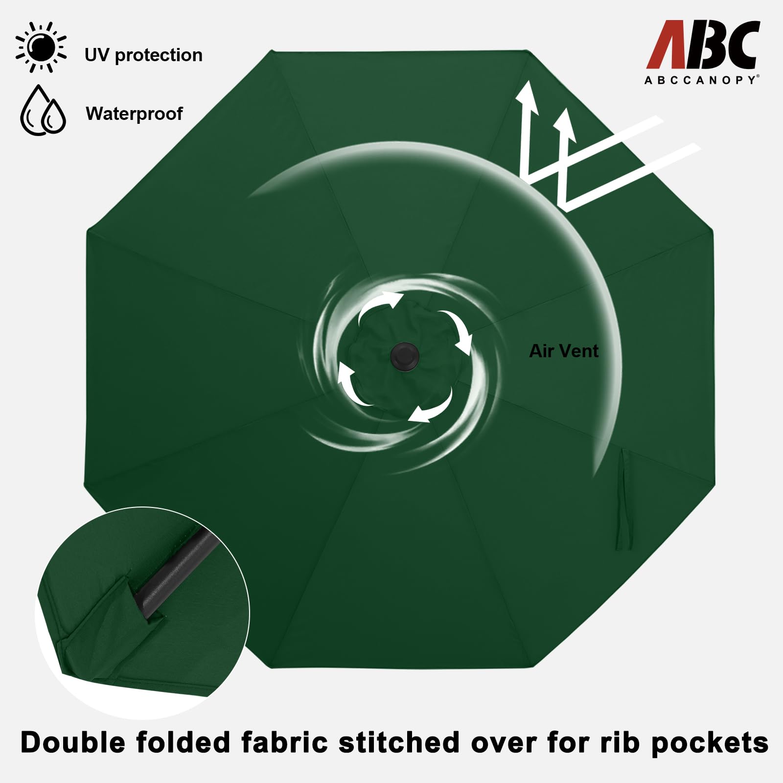 10FT Waterproof Patio Umbrella with Tilt & Crank - UV Protection for Pool, Garden & Backyard