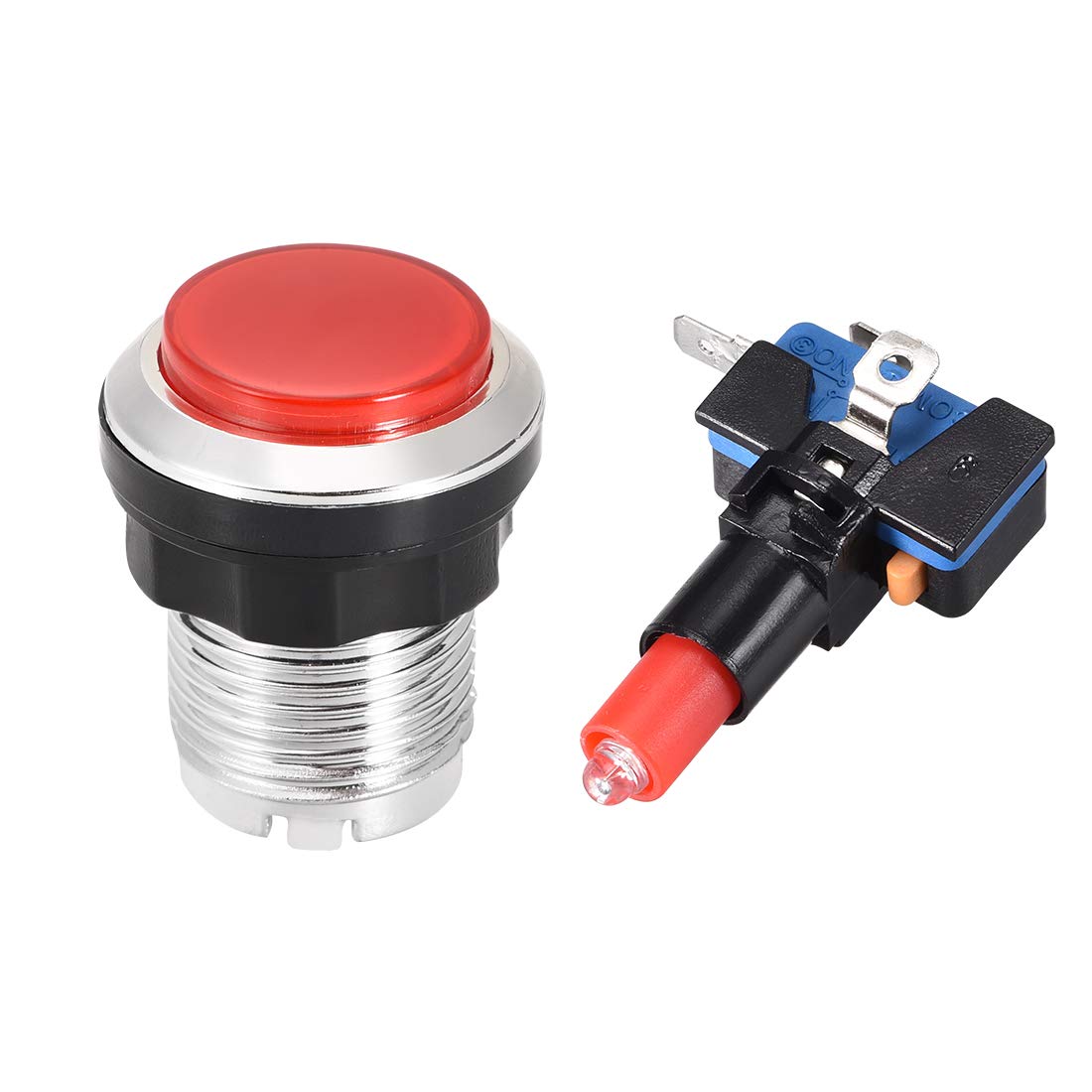 uxcell 33mm Round 12V LED Illuminated Push Button Switch with Micro Switch - Red Arcade Game Button for DIY Arcade Cabinet & Video Game Controllers - Perfect for MAME, Retro Gaming & Home Arcade Setup (1pc)