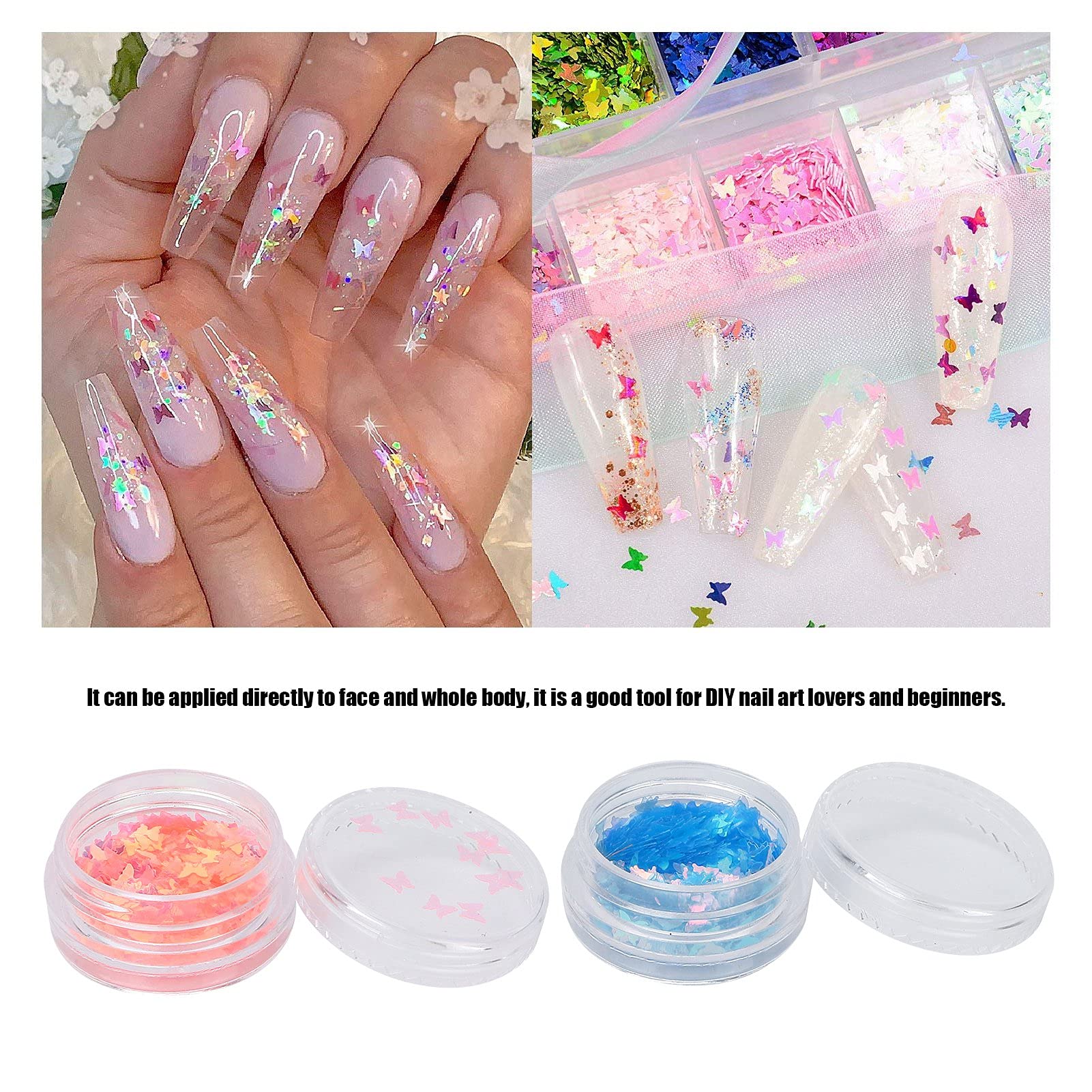 Ubersweet® 8 Colors Nail Sequins & Nail Art Flakes - Professional Salon Quality Nail Accessories for Women - Perfect for DIY Manicures, Home Nail Art & Party Glam Looks