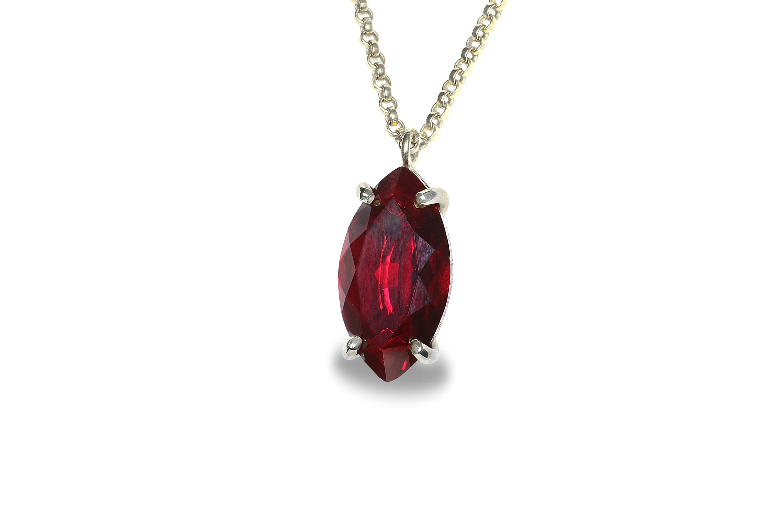 Anemone Jewelry Garnet Pendant Necklace - Marquise Cut January Birthstone Necklace for Women - Handmade Bridal, Wedding, Anniversary & Birthday Gift - Perfect for Graduation & Mother's Day - Elegant Jewelry for Special Occasions & Everyday Wear