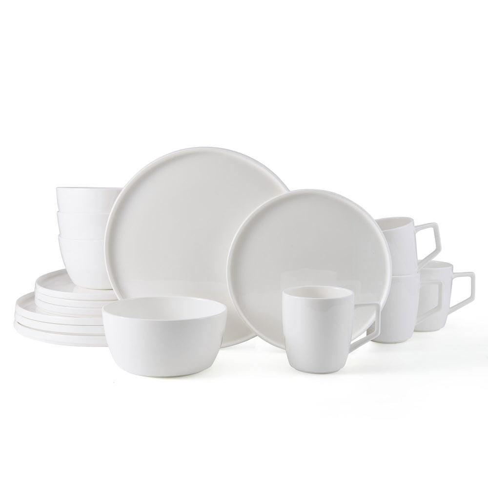 Sloane 16-Piece Dinnerware Set - Porcelain Dinner Plates, Bowls, Mugs for 4 People - Elegant Tableware for Family Dinners, Parties & Restaurant Use