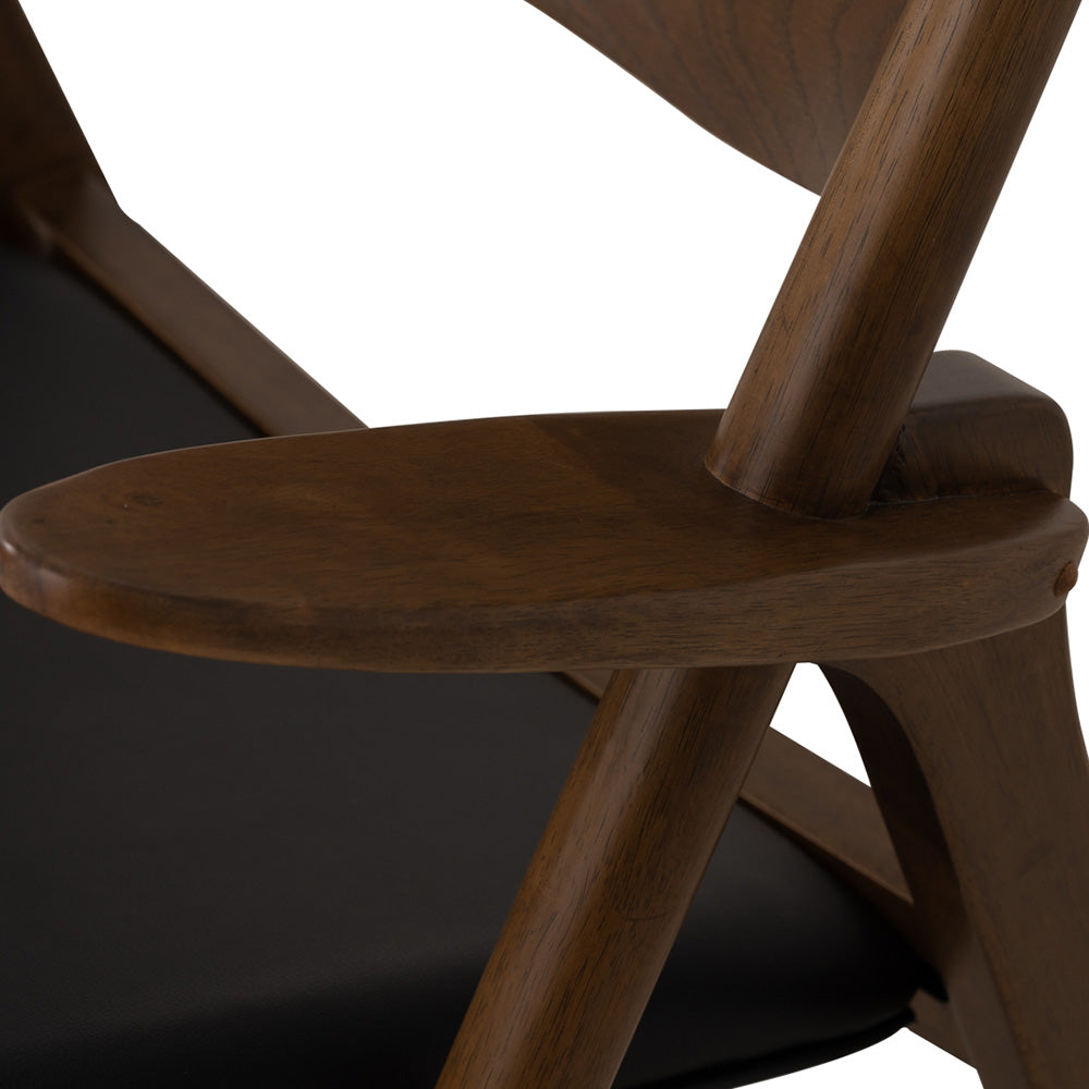 CAMRY Lounge Chair - Walnut & Black Fabric - Modern Accent Chair for Living Room, Bedroom, or Office - Comfortable Reading Chair with Sturdy Wooden Frame
