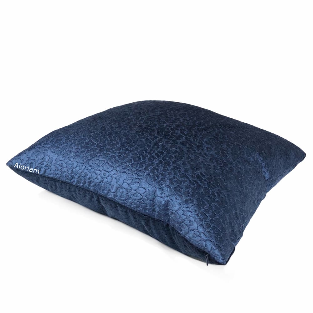 Nyssa Sapphire Blue Leopard Print Embossed Velvet Pillow Cover - Luxury Decorative Throw Pillow Case for Sofa, Bed, Couch & Home Decor