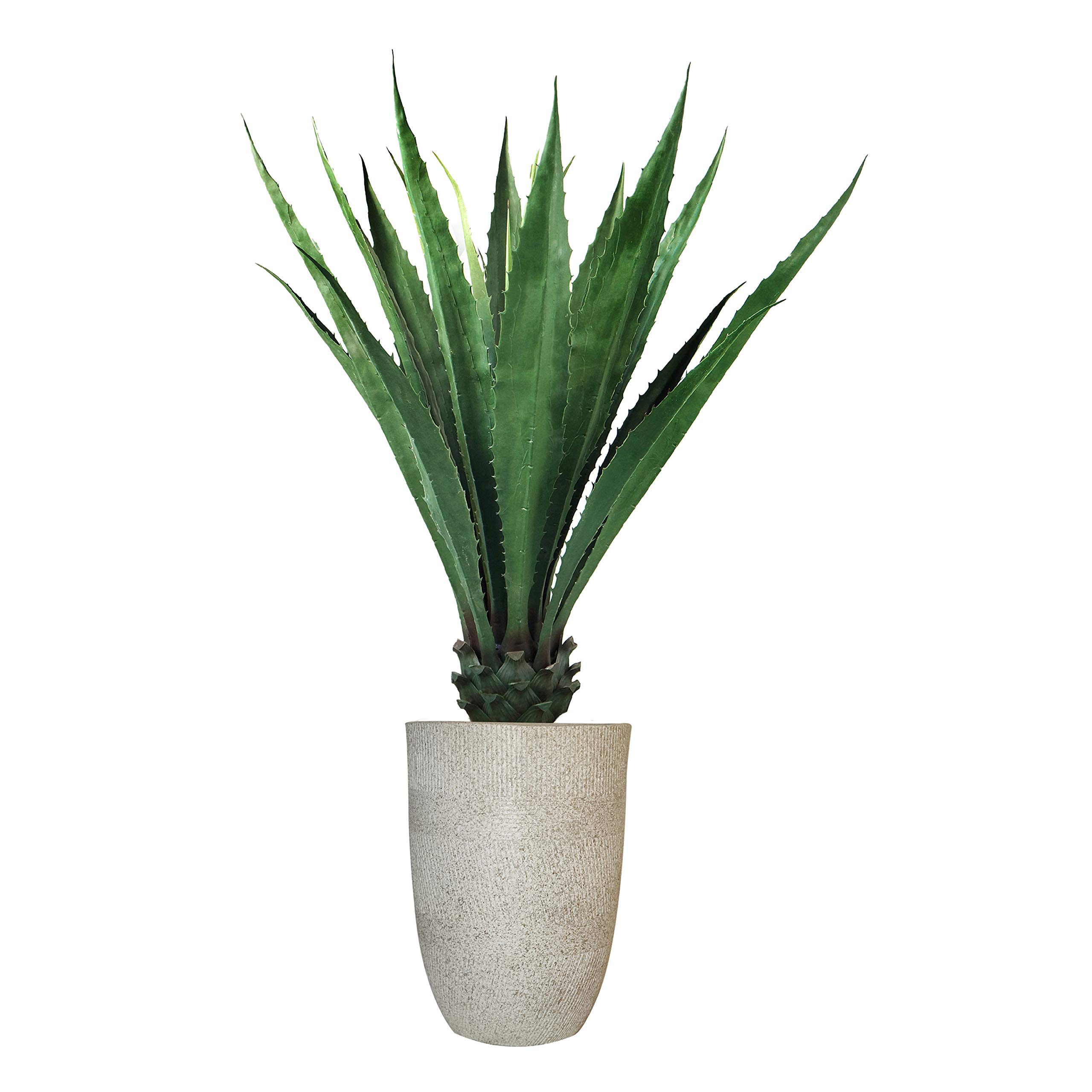 Vintage Faux Agave Plant 4.67 Feet Tall with Fiberstone Planter - Real Touch Artificial Succulent for Home Decor, Indoor & Outdoor Use - Perfect for Living Room, Office, Patio, and Garden Decor