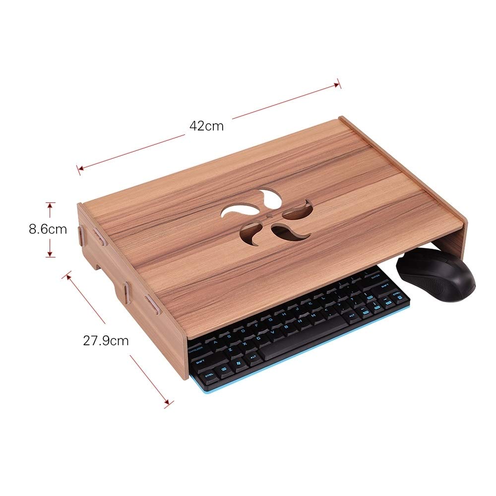 Wooden Monitor Stand with Keyboard Storage - Organize Your Desk for Computer or Laptop (Black) | Perfect for Home Office, Gaming Setup & Workspace Organization
