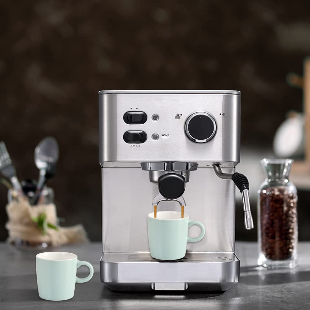 homEdge Mini Porcelain Espresso Cups - Set of 6, 4oz/120ml Ceramic Demitasse for Espresso, Tea & Cappuccino - Perfect for Home, Cafe & Office Use - Turquoise