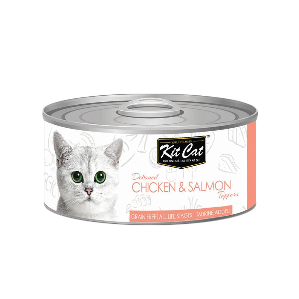 Premium Kit Cat Deboned Cat Food Topper - Savory Chicken & Tuna Flavor (80g) for Adult Cats & Kittens | Grain-Free Wet Food Supplement | Enhances Appetite & Nutrition - Perfect for Picky Eaters & Mealtime Enrichment