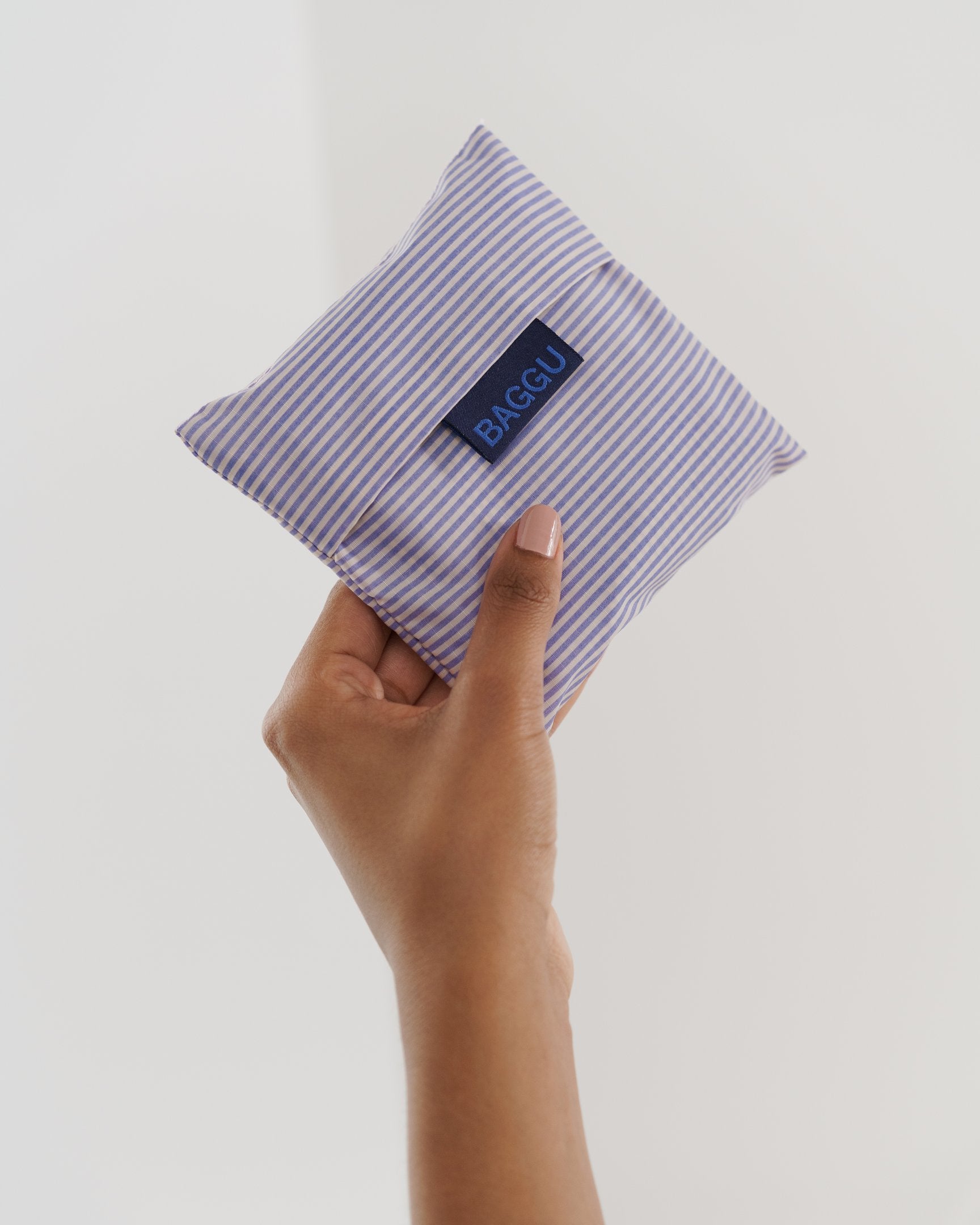 Baggu Standard Reusable Shopping Bag - Blue Microstripe Pattern | Eco-Friendly Grocery Tote for Groceries, Beach & Daily Use