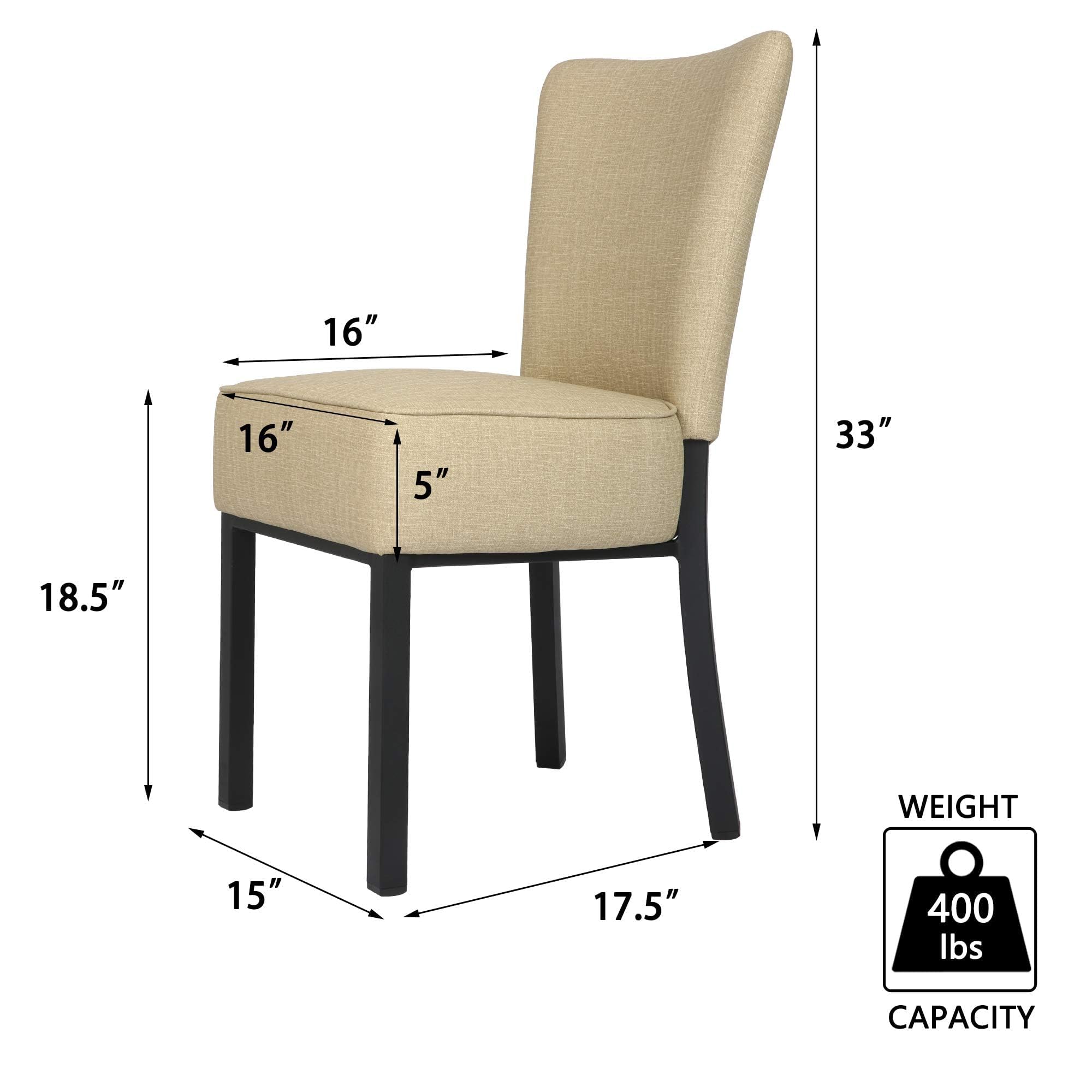 Premium PU Leather Upholstered Dining Chairs Set of 2 - Modern Armless Parsons Chairs with Tall Backrest & 5