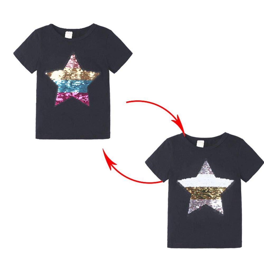 Kids' Magic Flip Sequins T-Shirt - Short Sleeve Crew Neck Top for Play & Parties