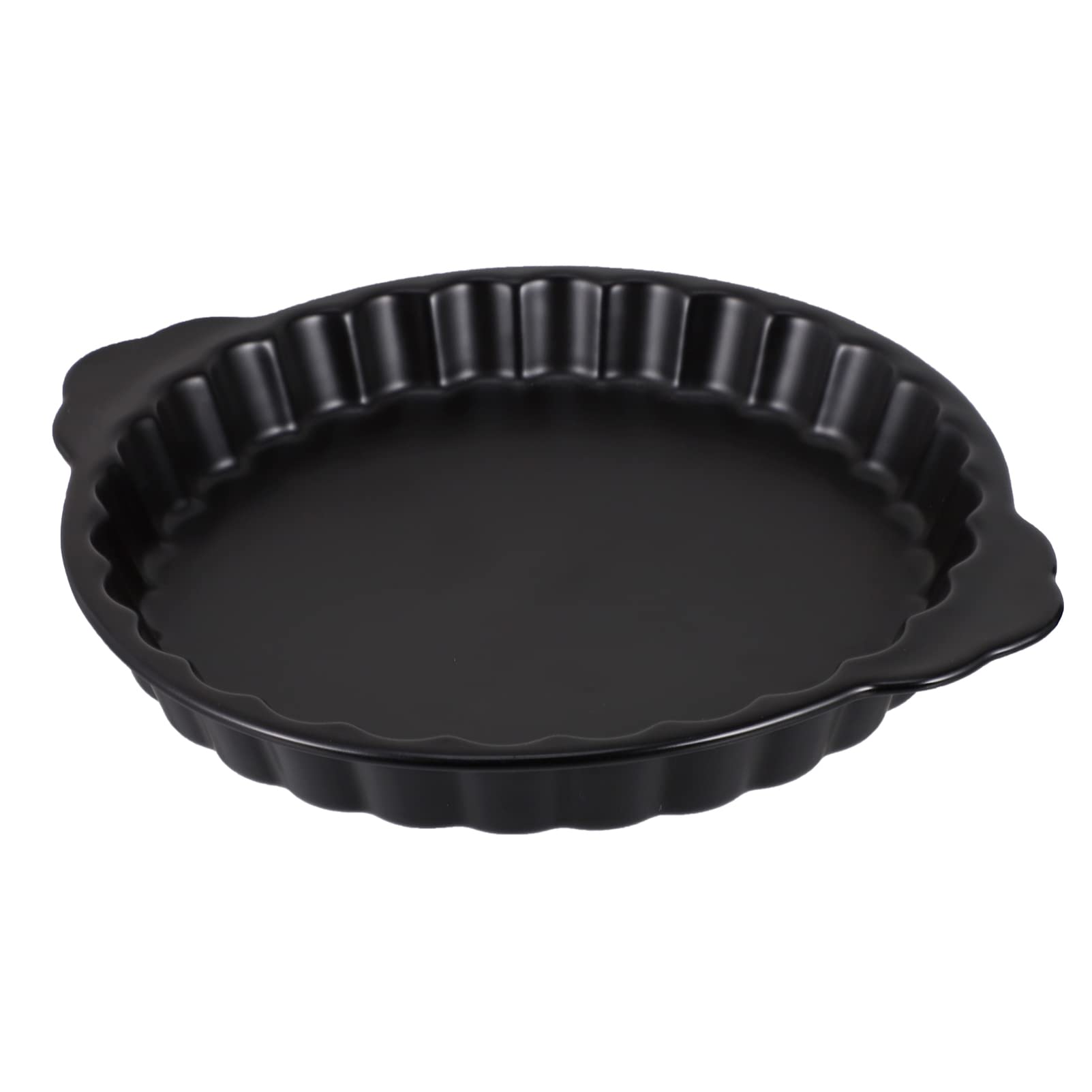 OSALADI Ceramic Baking Dish with Handles - 12 Inch Round Pie Pan, Oven Safe Bakeware for Pies, Brownies, Casseroles & Fruit Salads | Perfect for Thanksgiving, Dinner Parties & Family Gatherings (Black)