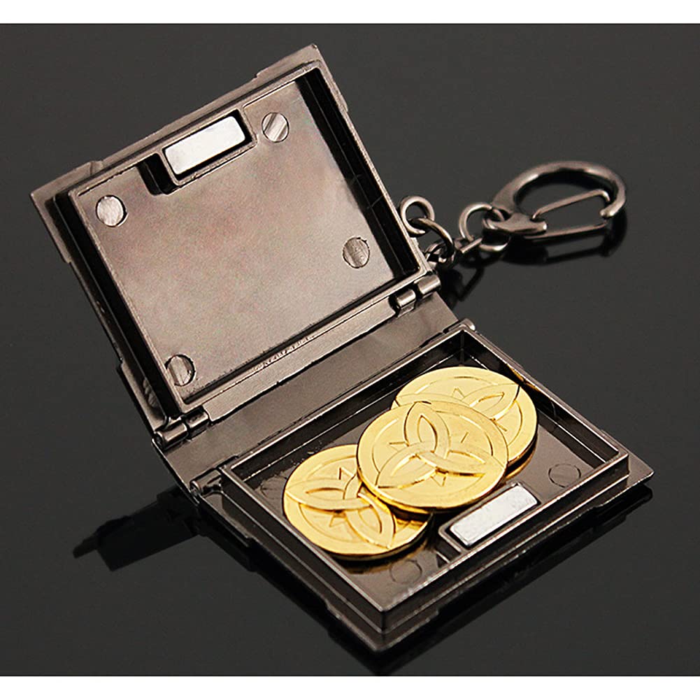Klee Anime Keychain Set - Magic Book Keychain with 3 Mora Gold Coins | Genshin Impact Cosplay Prop | Perfect for Cosplay, Gift Giving & Anime Collectors