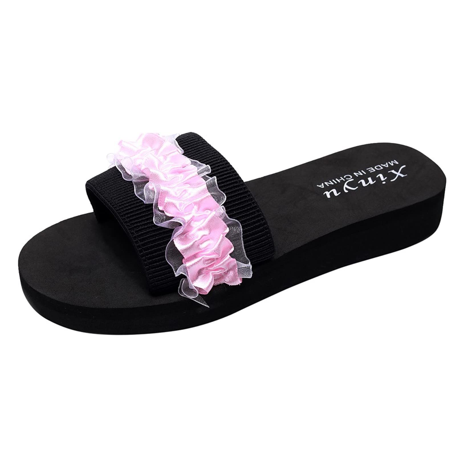 Breathable Women's Flower Beach Sandals - Soft Plush Flip Flop Slippers for Home, Outdoor & Vacation | Comfortable Flat Shoes for Walking, Lounging & Summer Wear
