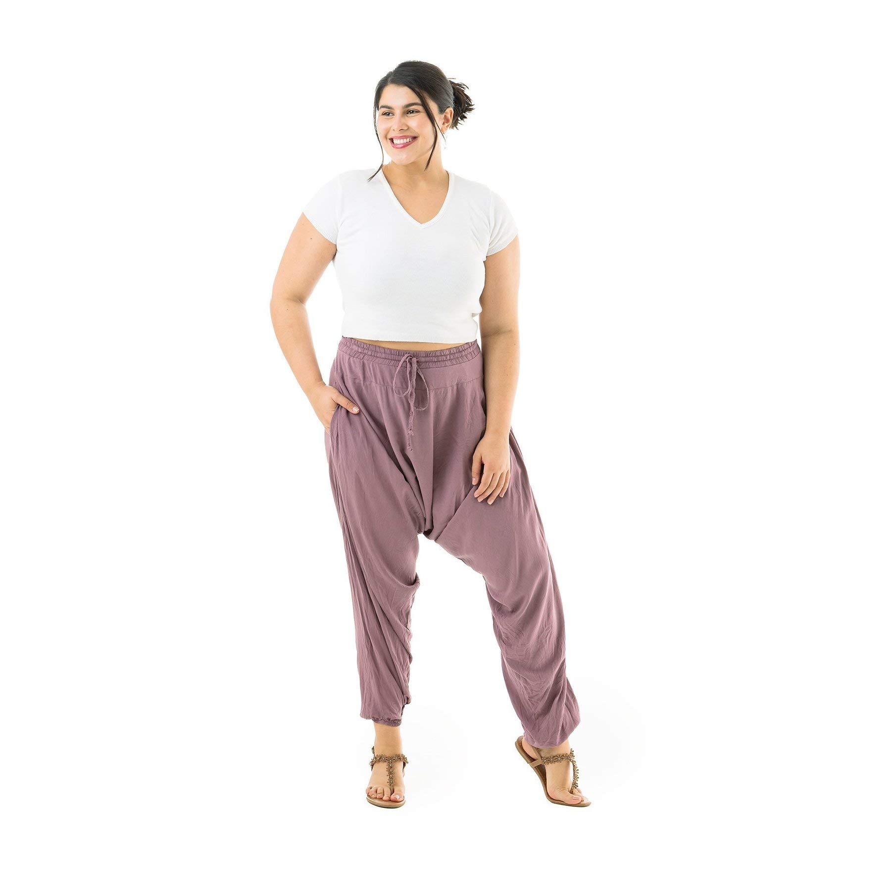 Boho Cotton Harem Pants for Women - Loose Lightweight Summer Pants with Pockets | Casual Beachwear, Yoga & Lounge Pants for Comfortable Everyday Wear