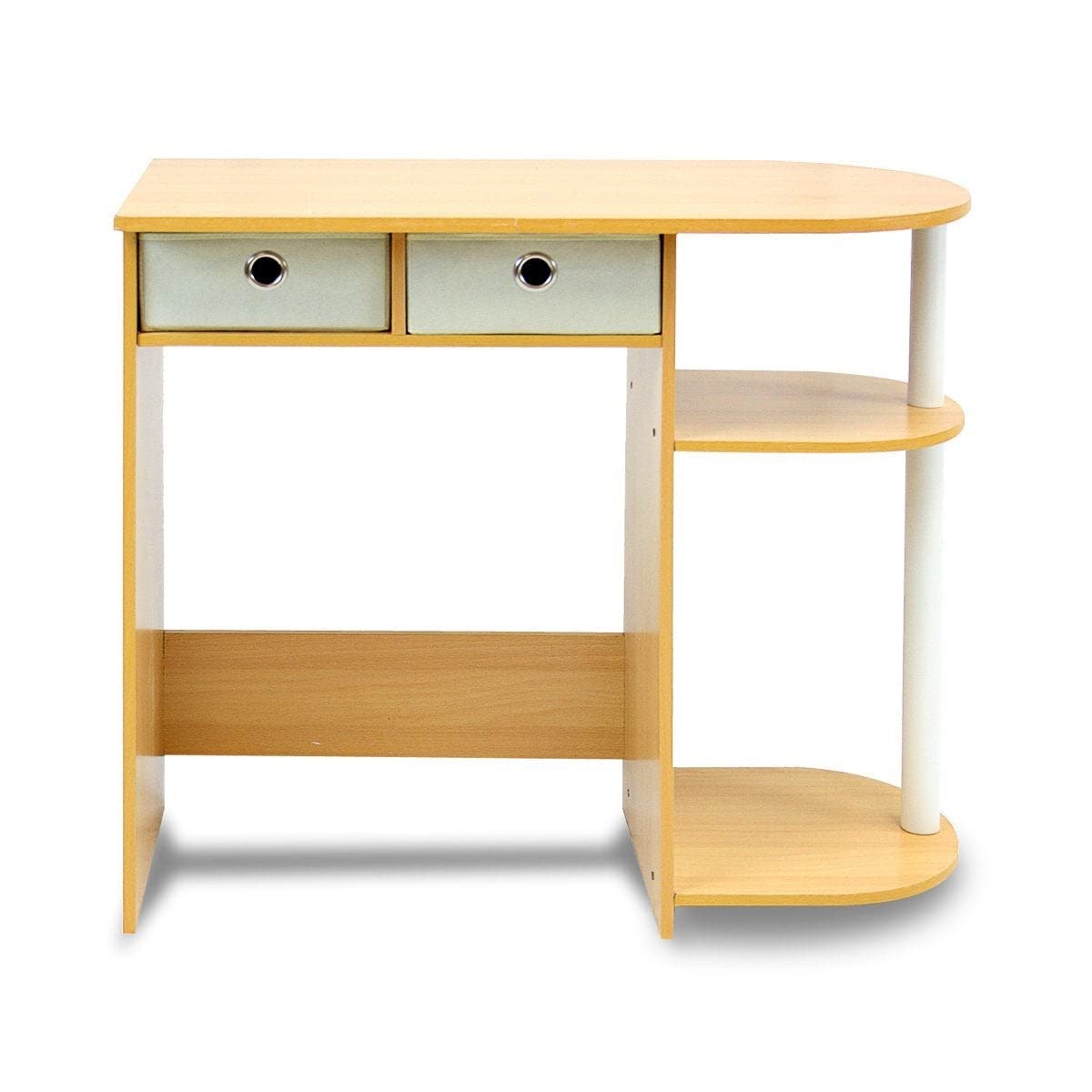 Modern Home Office Laptop Desk in Beech Ivory - Ergonomic Computer Table for Small Spaces & Remote Work