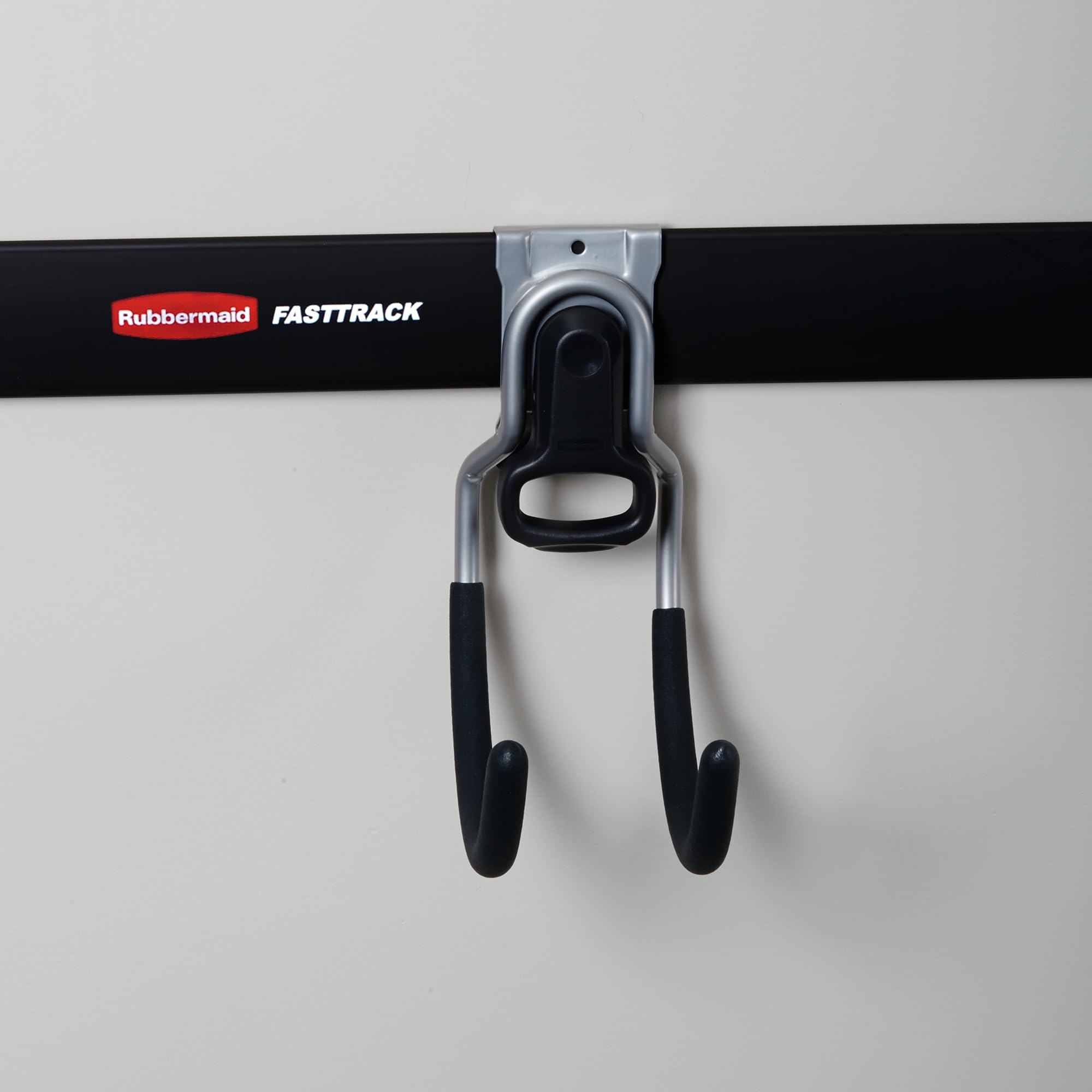 Rubbermaid Fast Track Wall Mounted Garage Hooks - Heavy Duty Utility Hooks for Tools, Sports Gear & Garden Supplies - 4 Pack Satin Nickel - Perfect for Garage, Shed & Workshop Organization