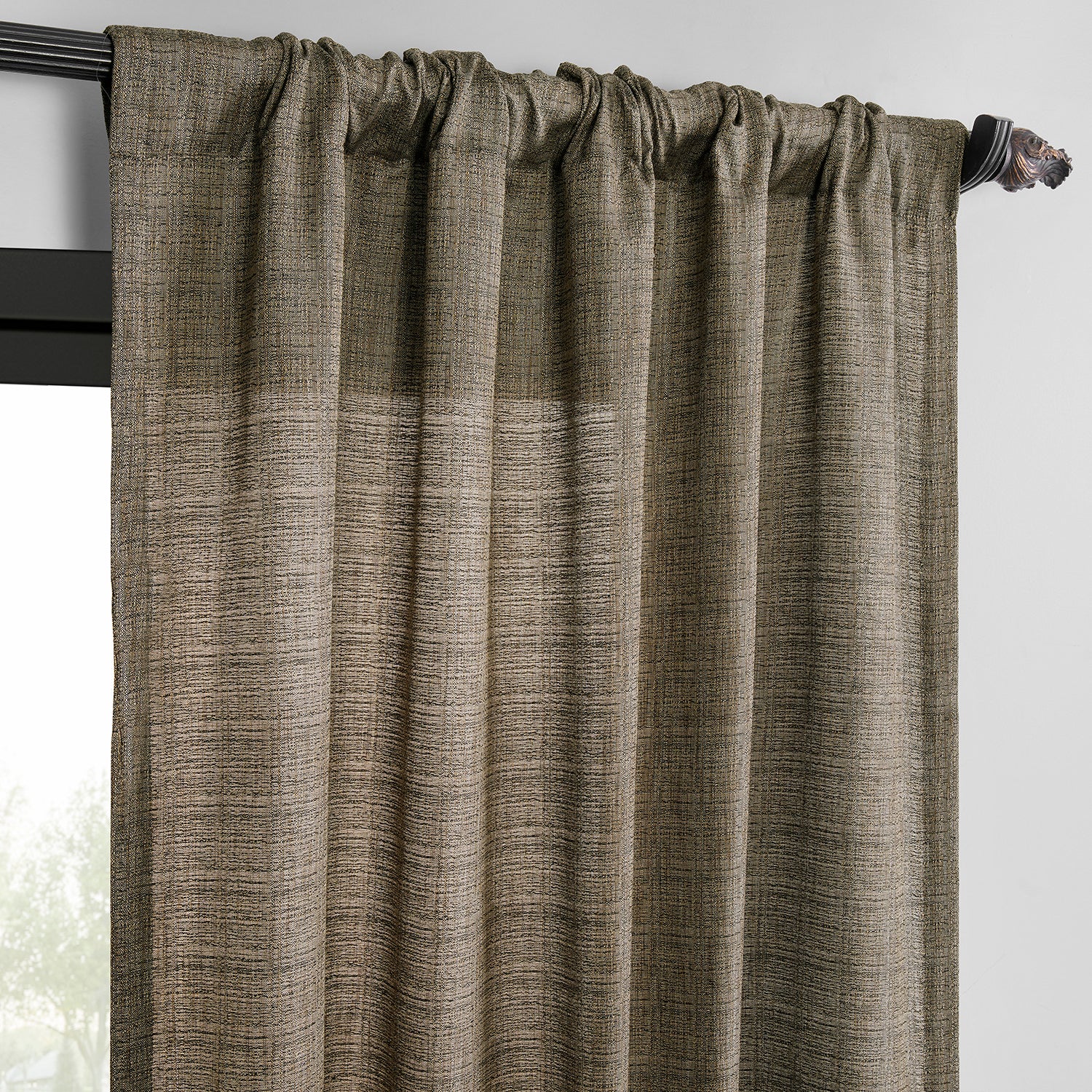 Dark Grey Raw Linen Weave Light Filtering Curtains - Set of 2 Panels for Living Room, Bedroom & Office - Soft Natural Fabric Window Treatment for Privacy & Sun Protection