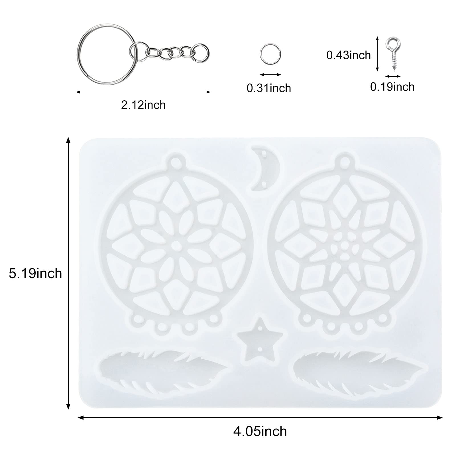 WANDIC Resin Keychain Mold Kit - Dream Catcher Feather Silicone Mold for DIY Resin Jewelry Making, Pendants, Earrings & Keychains | Perfect for Handmade Gifts, Craft Projects & Home Decor