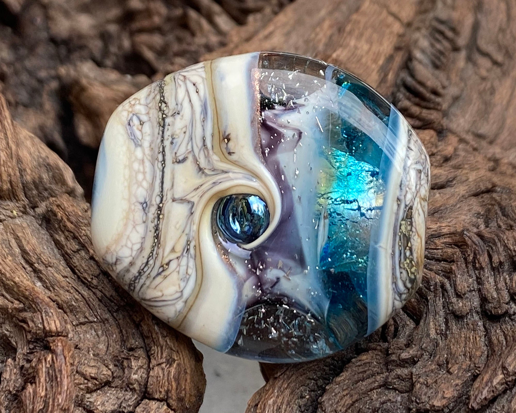 Handmade Aqua Blue Organic Lampwork Glass Focal Bead for Jewelry Making - Perfect for Necklaces, Bracelets, and DIY Craft Projects