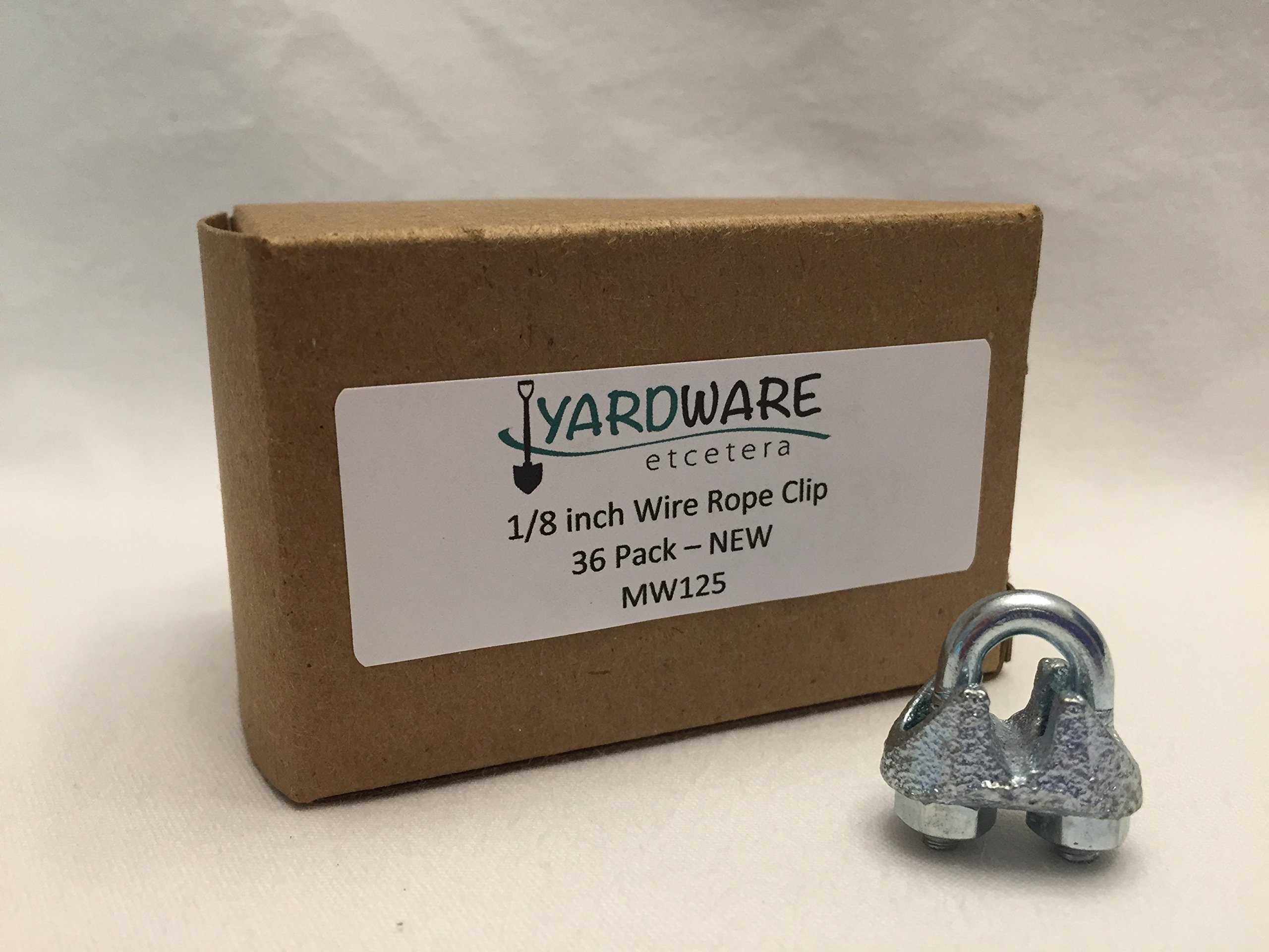 1/8 Inch Zinc Plated Wire Rope Clamp 36 Pack - Heavy Duty Cable Clips for Outdoor Use, Marine, Fencing, and DIY Projects - Yardware & Construction Supplies