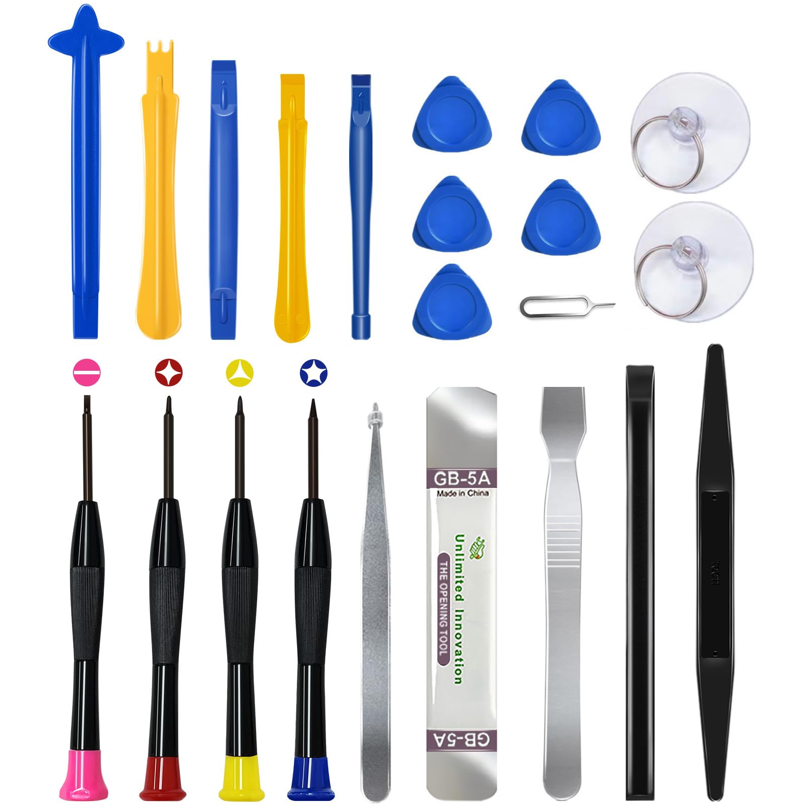 22-Piece Professional Electronics Repair Tool Kit - Pry Screwdriver Set for iPhone, Laptop, Tablet Screen & Battery Replacement | Perfect for DIY Phone Repair, Computer Maintenance & Electronic Device Fixing