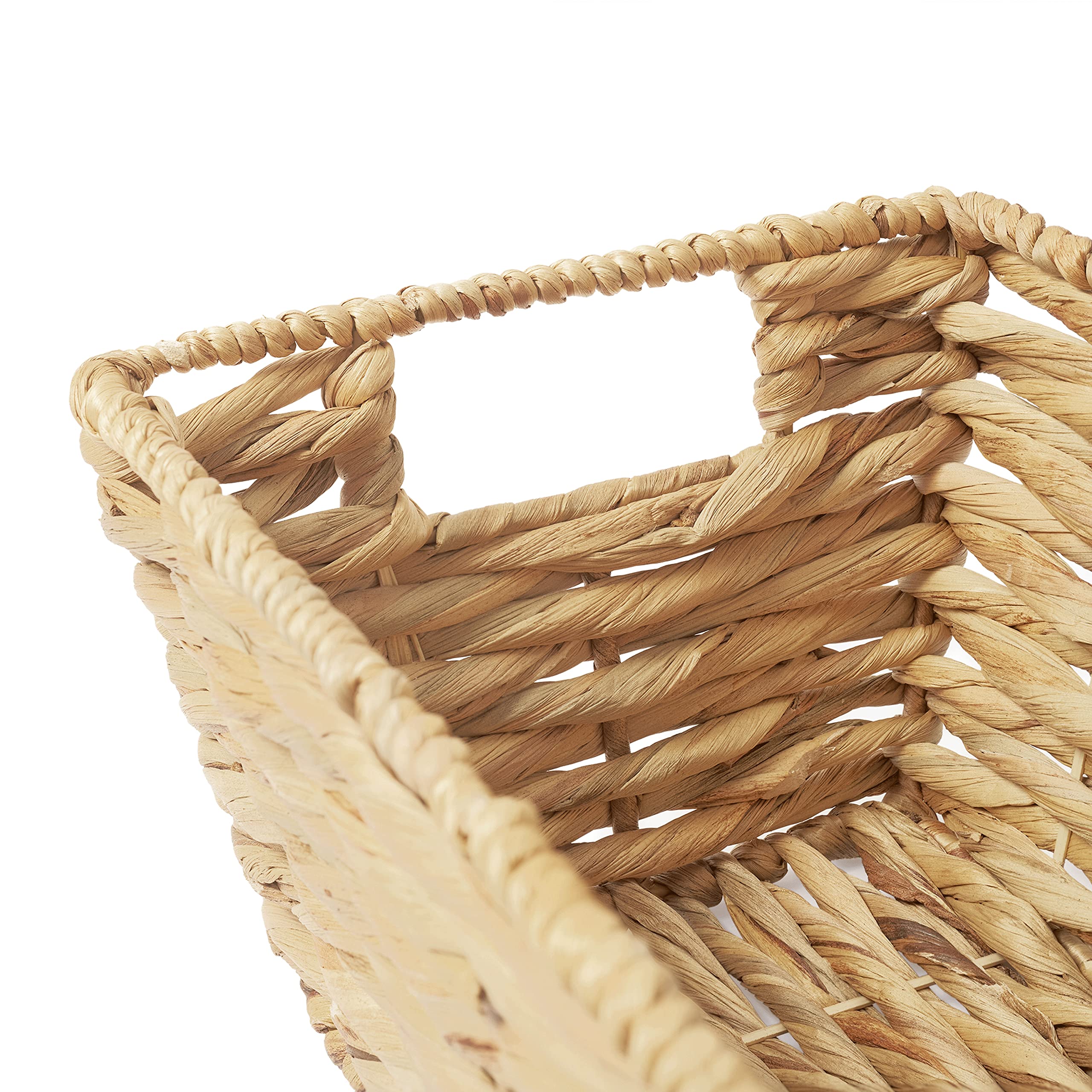 Artera Wicker Storage Baskets - 4-Pack Natural Woven Hyacinth Organizer Bins with Handles, Stackable for Laundry, Bathroom, Pantry & Closet (12x9x6 Inches) | Perfect for Home Organization & Shelf Storage