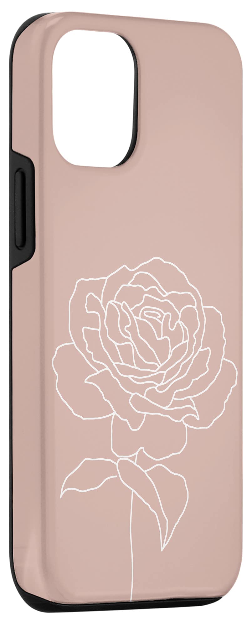 iPhone 12/12 Pro Floral Case - Rose Gold Botanical Design with Nature Line Art | Slim Protective Phone Cover for Women, Girls - Perfect for Spring, Summer, Wedding & Everyday Use