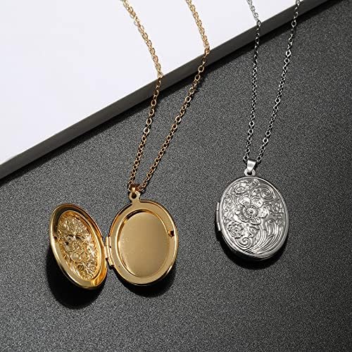 YALLNASL Custom Silver Photo Locket Necklace for Women - Personalized Flower Pendant with Picture Holder - Memorial Jewelry Gift for Loved Ones | Perfect for Anniversaries, Mother's Day & Remembrance Gifts