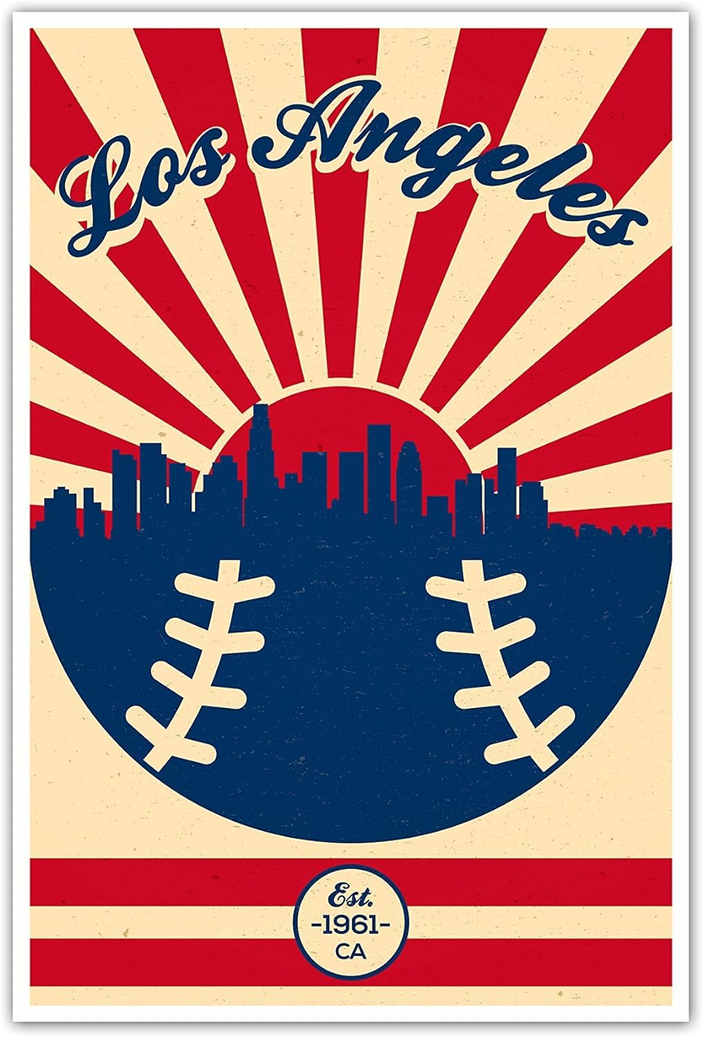 Vintage Baseball Poster - Angels Team Canvas Art Print 12x18 | Unframed Sports Wall Decor for Bedroom, Man Cave & Home | Premium Vintage Sports Memorabilia & Collectibles