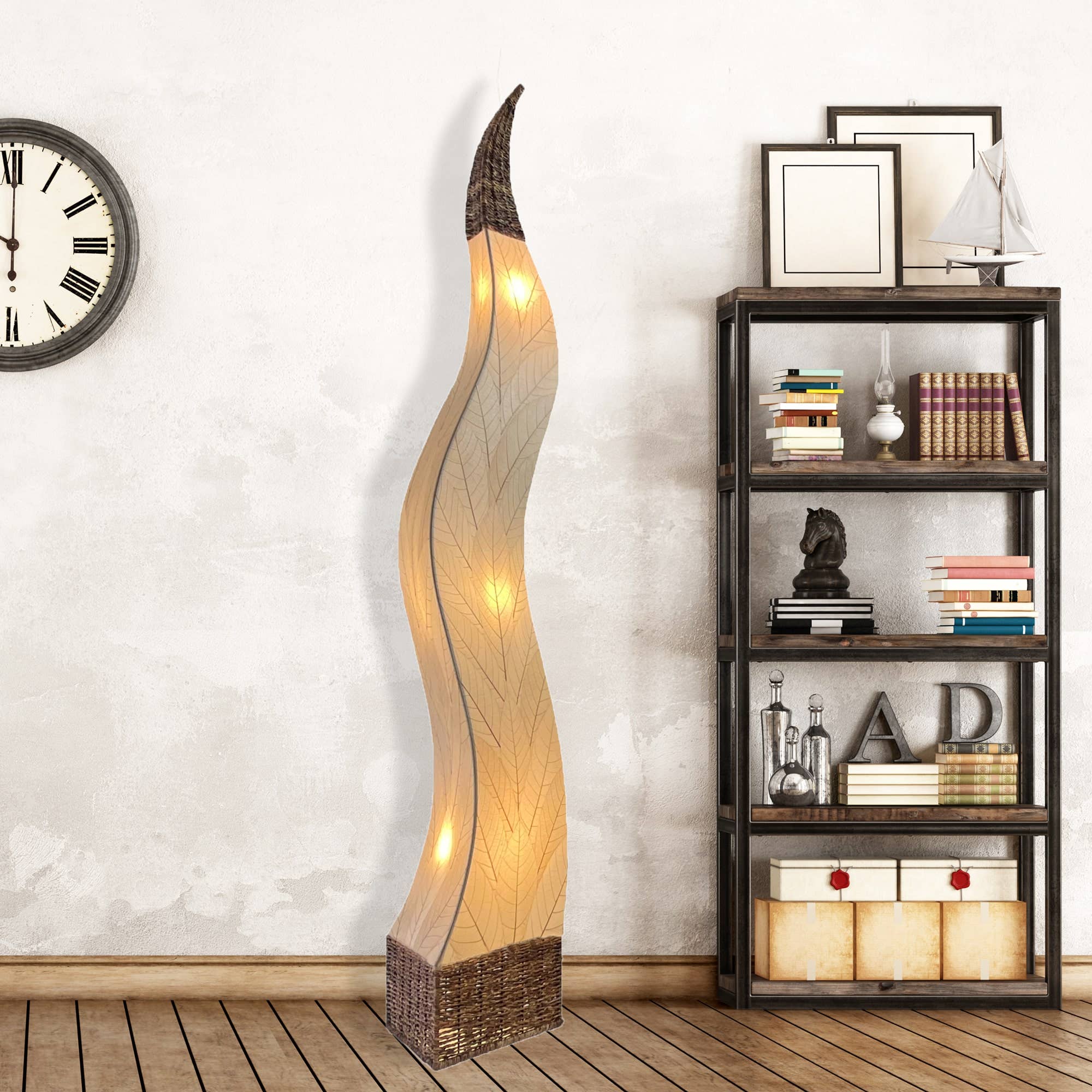 Flame Giant Floor Lamp Natural - Modern LED Standing Light for Living Room, Bedroom & Office - Adjustable Brightness & Warm White Light