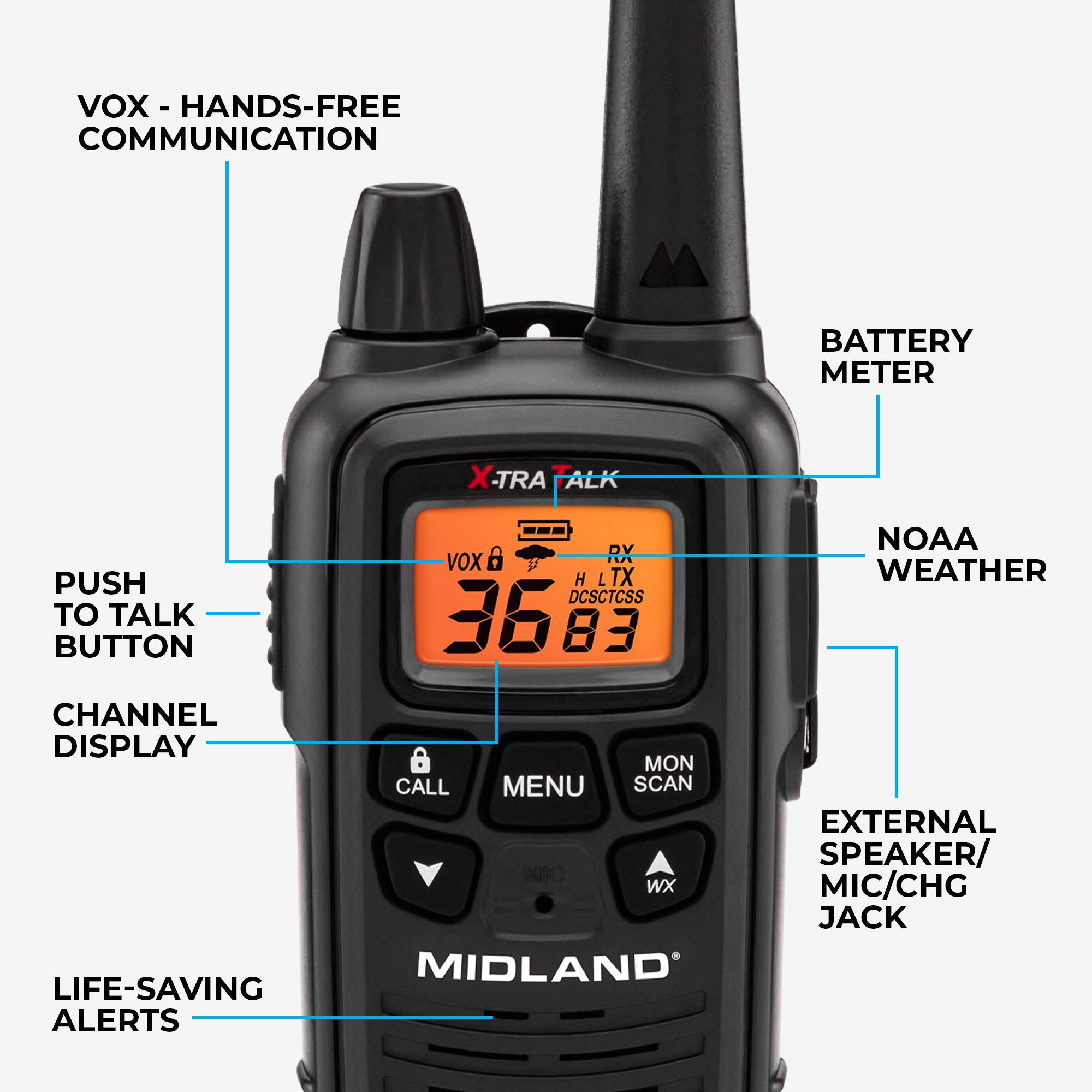LXT600 FRS License Free Walkie Talkies 2 Pack - Long Range Two-Way Radios for Outdoor Adventures, Hiking, Camping & Emergency Communication (LXT600VP3)