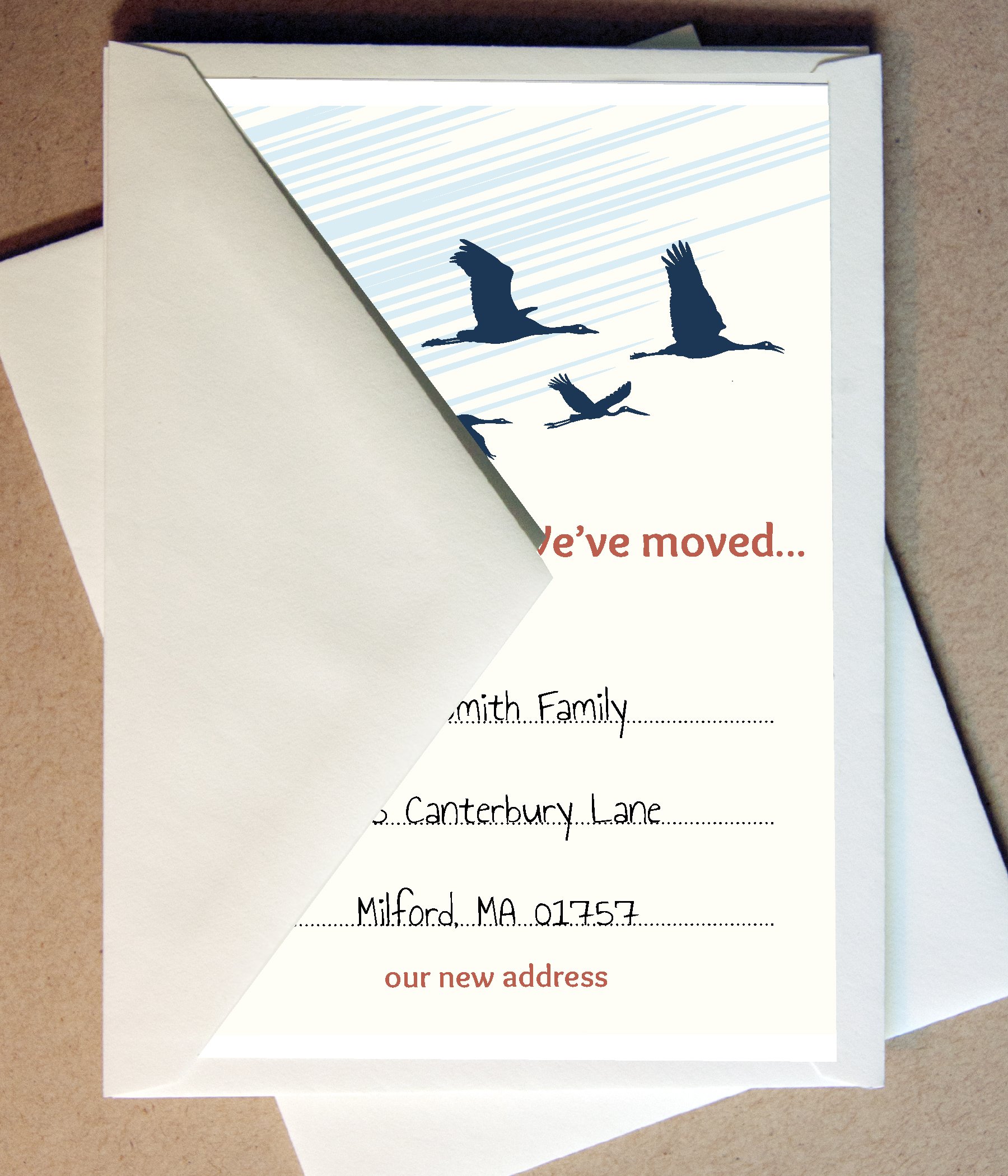 Custom We've Moved Announcement Cards - 40 Flat Cards with Envelopes | Perfect for New Home Notifications & Change of Address Announcements