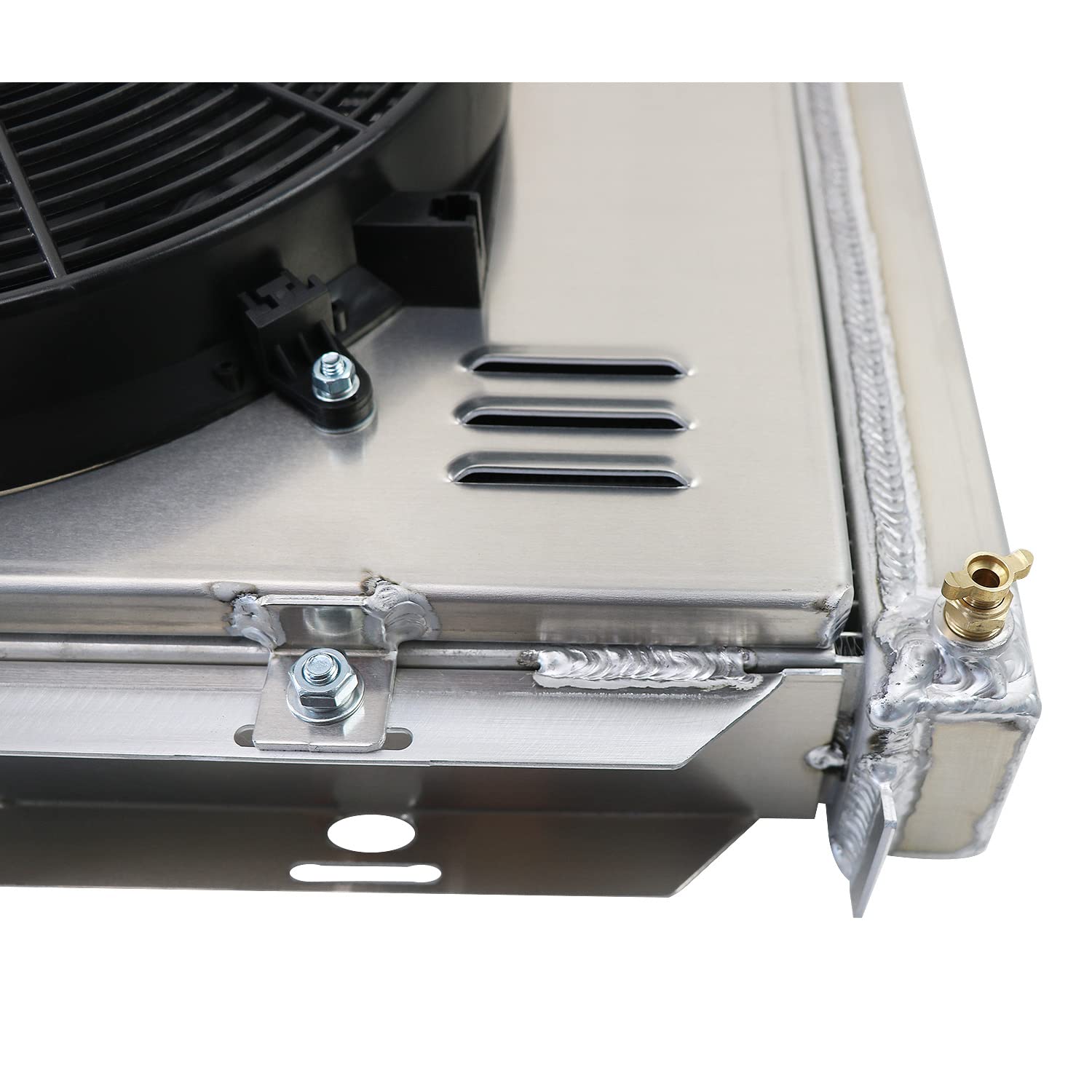 High-Performance 4-Row Aluminum Radiator for 1967-1968 Ford Mercury Thunderbird, Galaxie 500, LTD, Colony Park & Marquis V8 - Includes Cooling Fan Shroud & Relay Kit - Perfect for Classic Car Restoration & Hot Weather Driving