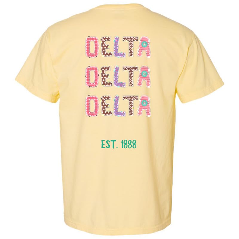 Tri Delta Comfort Colors T-Shirt | Soft Cotton Sorority Tee with Embroidered Letters | Perfect for Greek Life, Campus Wear & Sisterhood Events