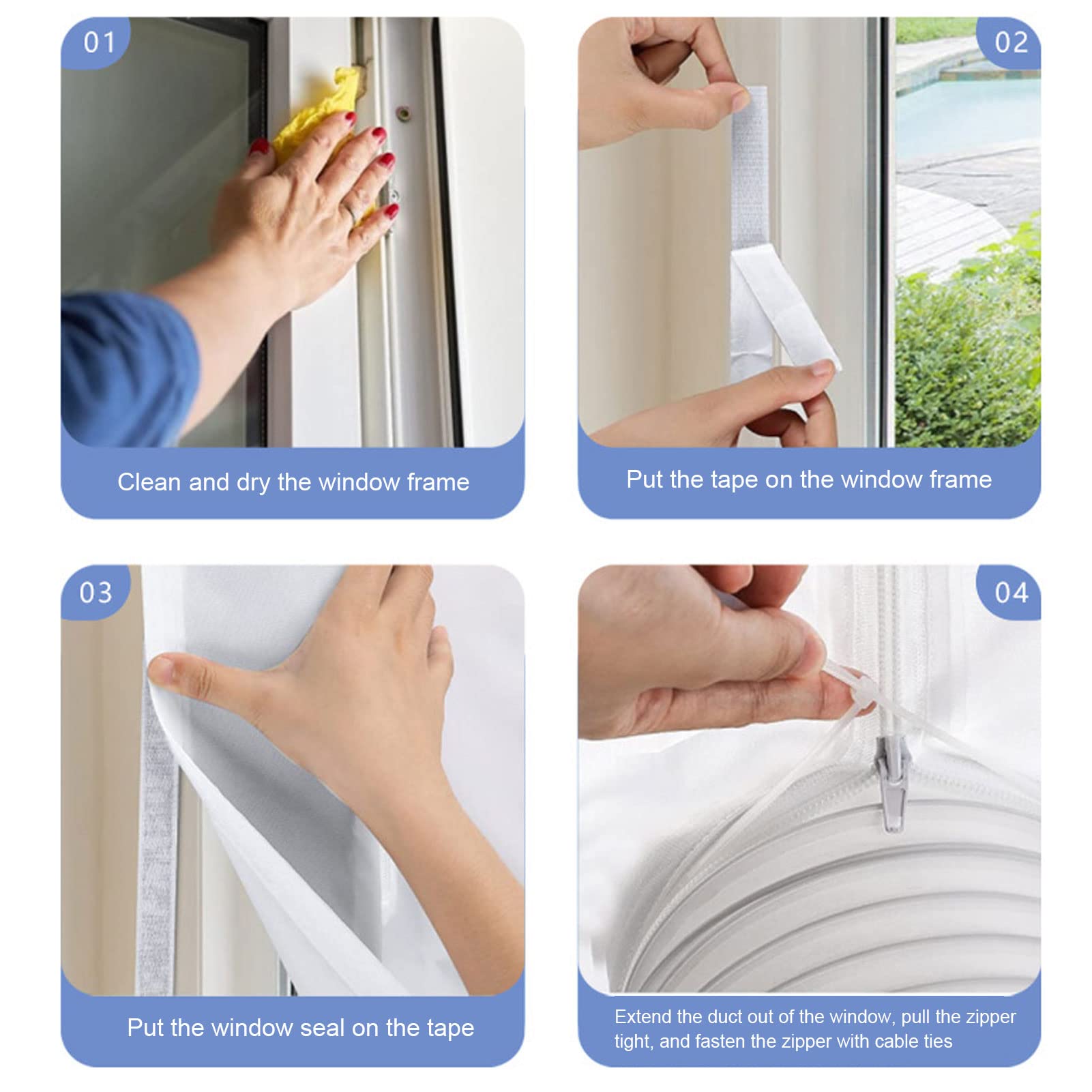 Universal Portable Air Conditioner Window Sealing Kit - 3 Meter (9.8ft) Silver Grey AC Baffle Frame for Efficient Cooling - Perfect for Bedrooms, Living Rooms & Home Offices