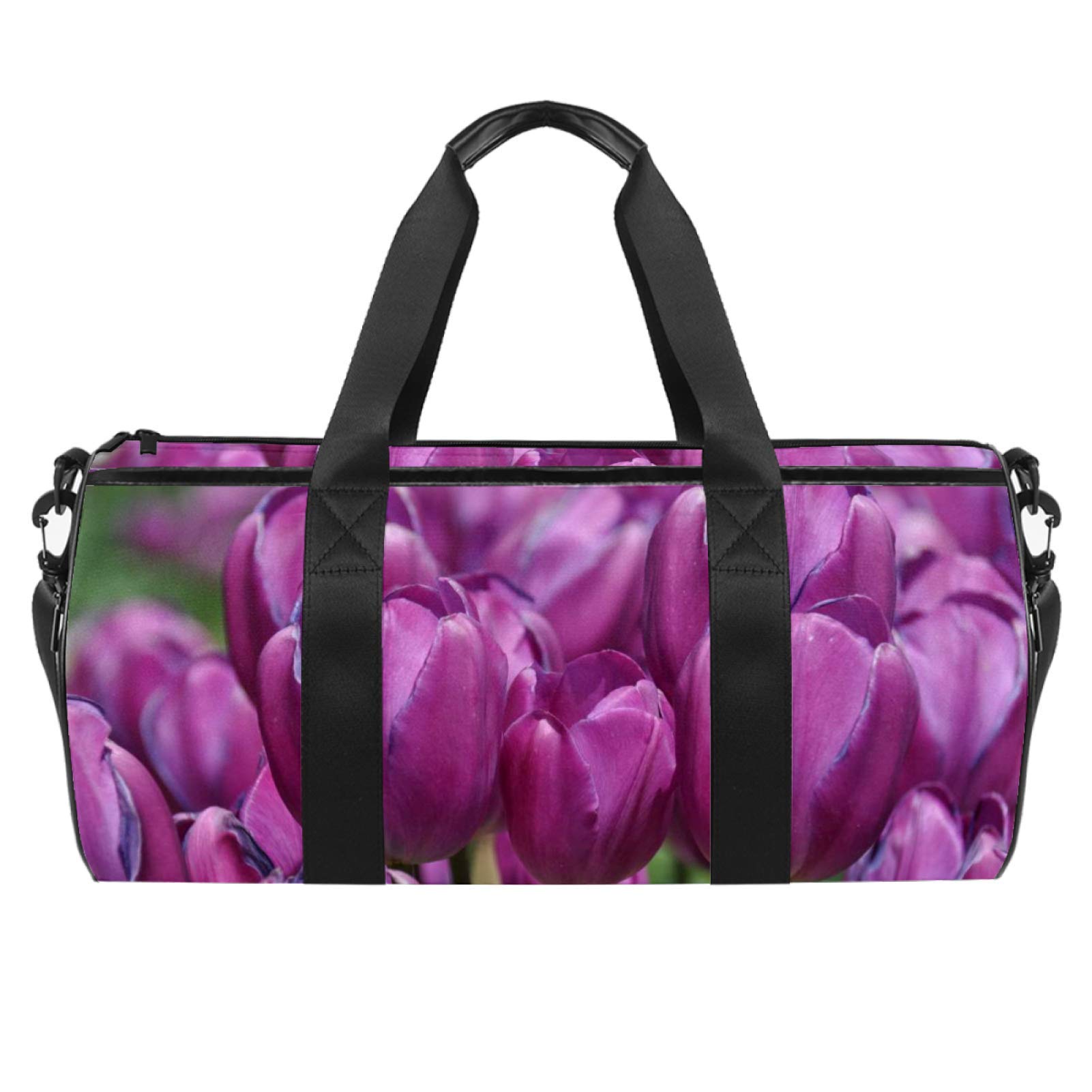 Purple Tulip Dragon Sword Design Duffle Bag - Waterproof Gym Tote with Wet Pocket for Men & Women | Perfect for Travel, Sports & Workout