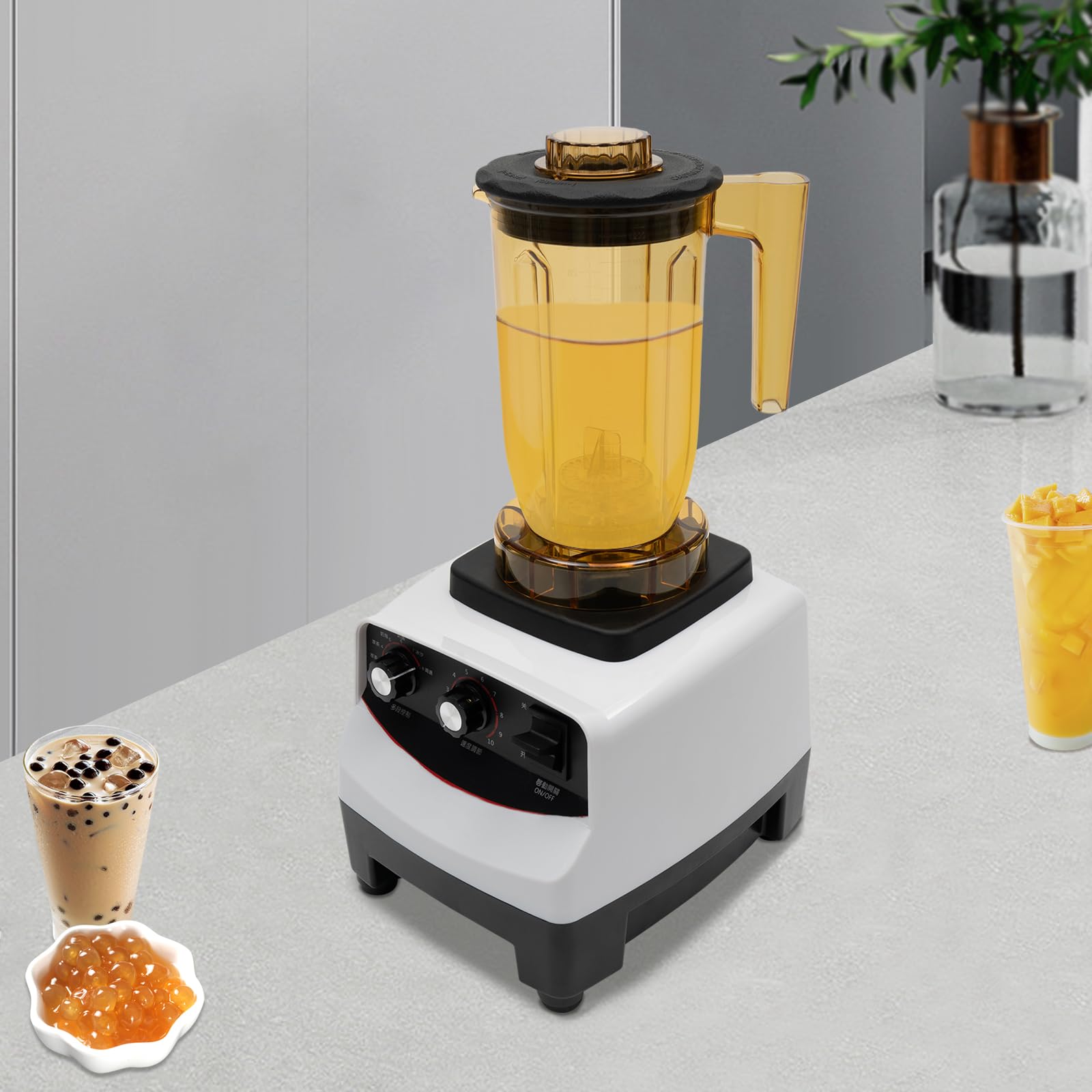 Premium 1800W Bubble Tea Machine - 1200ml High-Speed Blender (30,000 RPM) with 4 Cups & 10 Speed Settings - Commercial & Home Smoothie Maker for Milk Tea Shops, Coffee Houses, Restaurants - Perfect for Making Boba, Frappes, Shakes & Healthy Smoothies