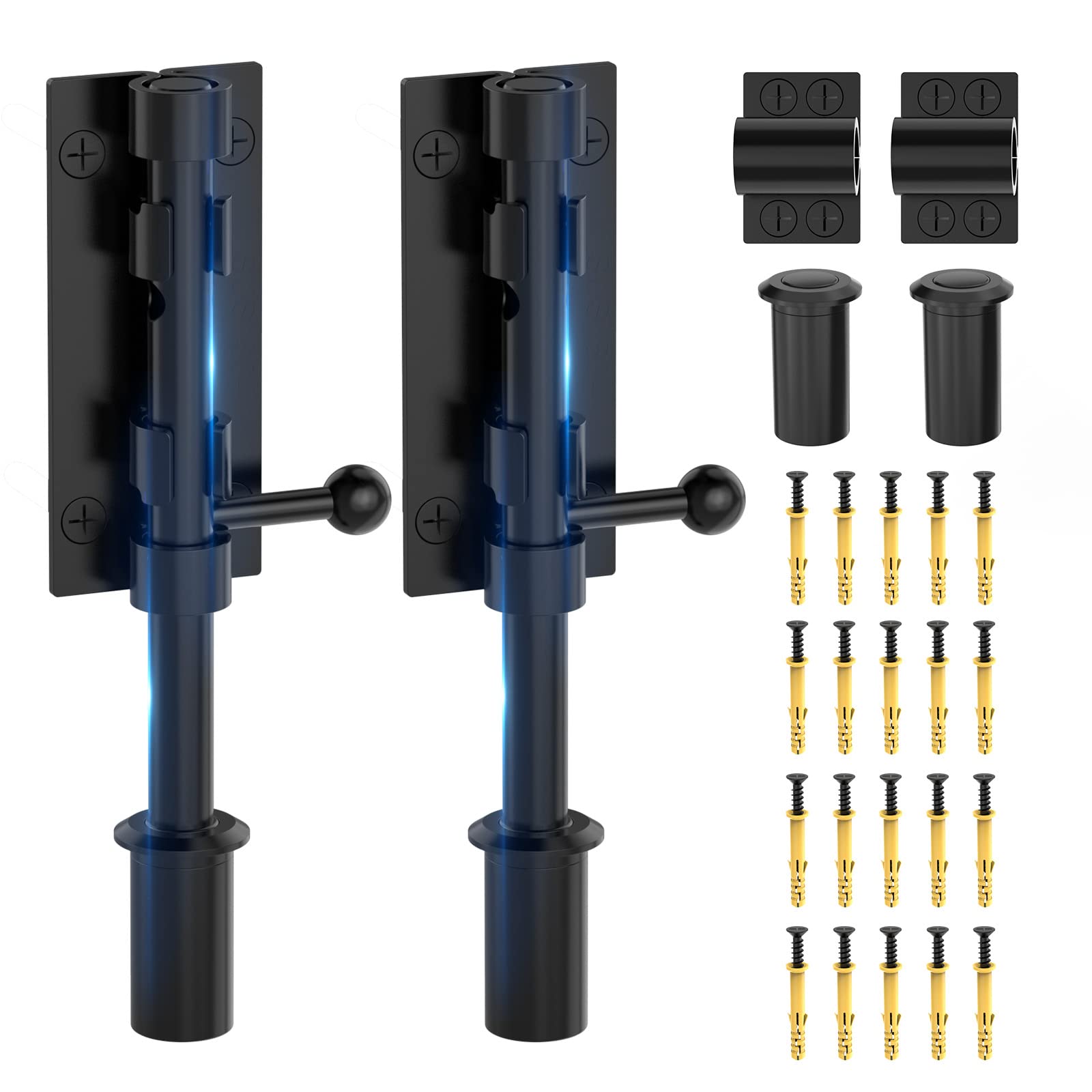 Heavy Duty 304 Stainless Steel Barrel Bolt Latch - 6.3 Inch Slide Bolt Gate Lock for Fence, Barn, Shed & Interior Doors (2 Pack, Black Finish) - Secure Your Home, Yard & Storage Spaces